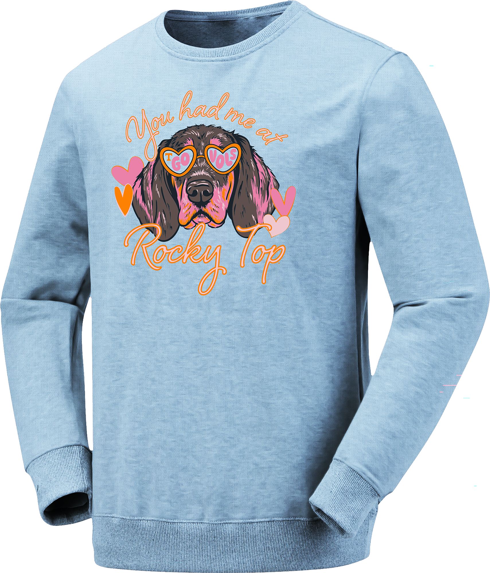 Image One Women's Tennessee Volunteers Light Blue Valentine Crewneck Sweatshirt product image