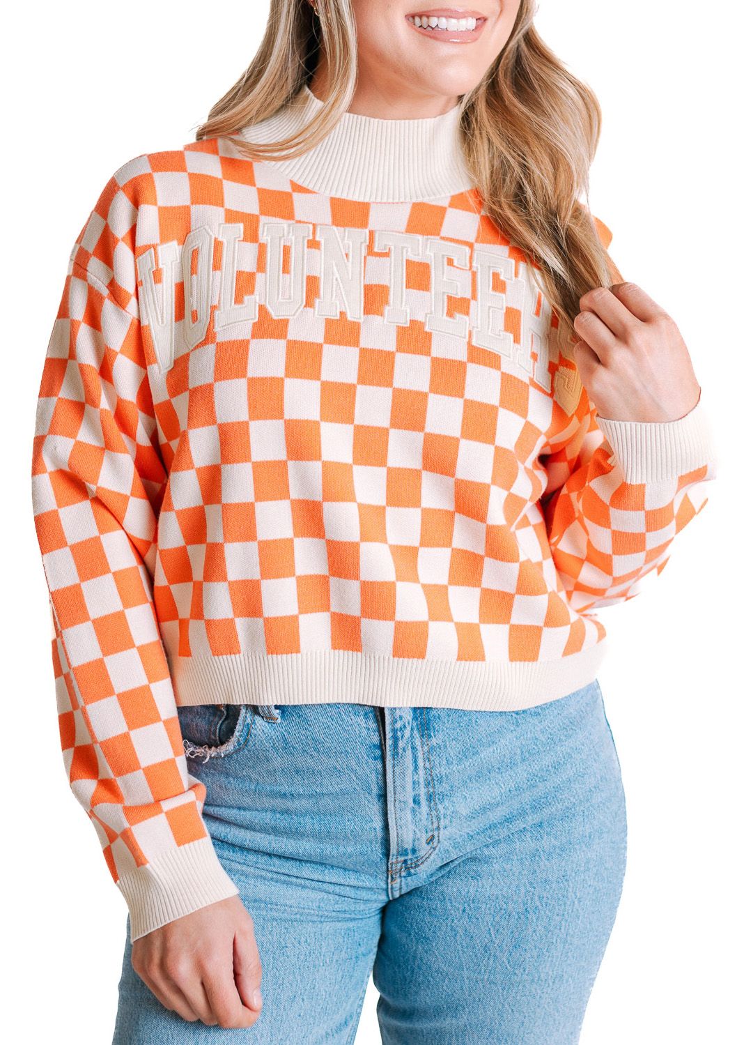 Gameday Social Women's Tennessee Volunteers Sherbert Checkered Sweater product image