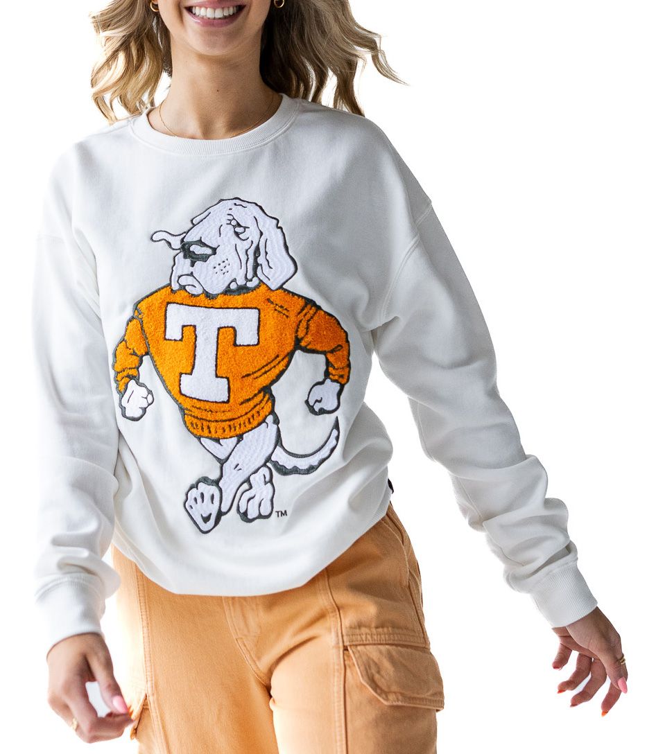 Gameday Social Women's Tennessee Volunteers White Chenille Mascot Crew Pullover Sweatshirt product image