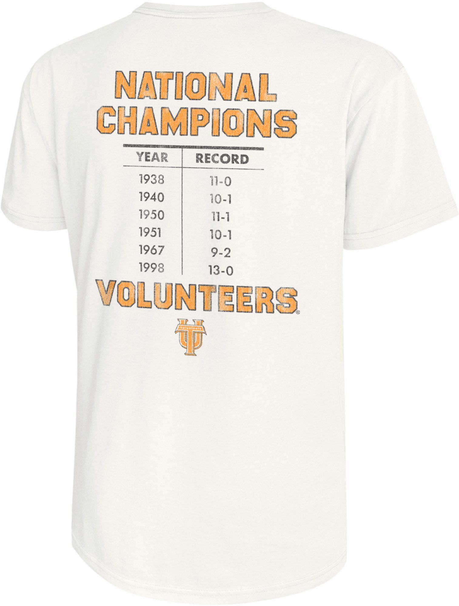 Retro Brand Men's Tennessee Volunteers White Football Champ T-Shirt product image