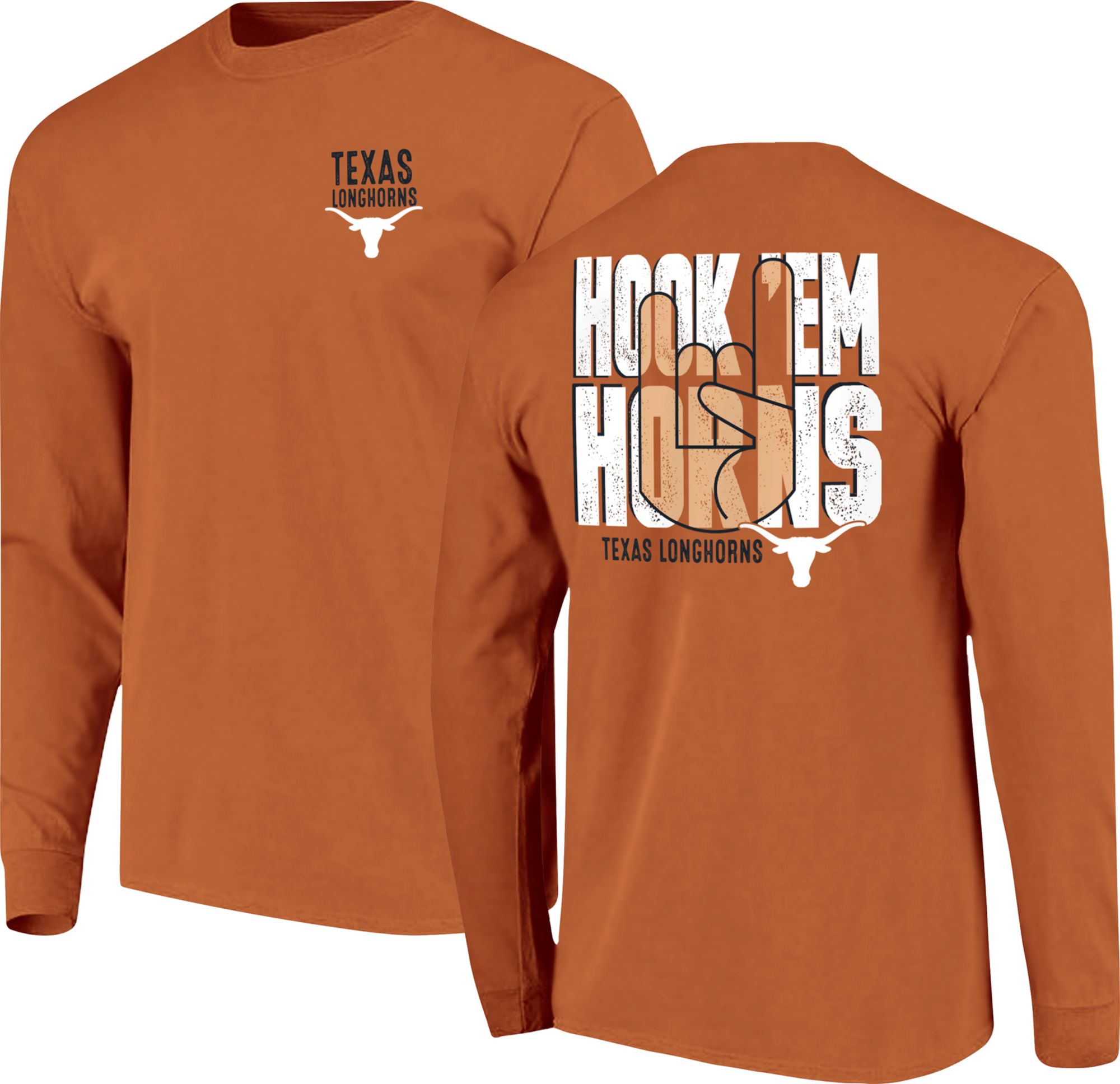 Image One Men's Texas Longhorns Orange Campus Pride Long Sleeve Shirt