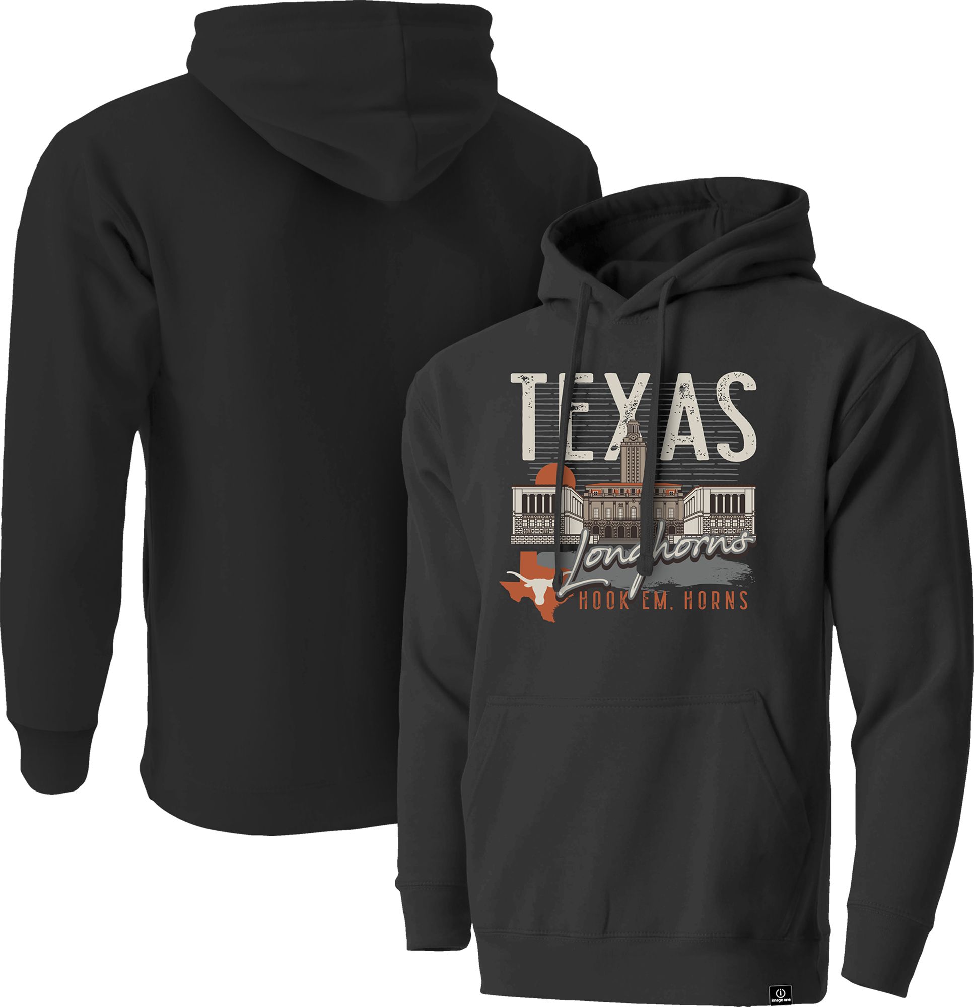 Image One Men's Texas Longhorns Grey Campus Scene Hoodie