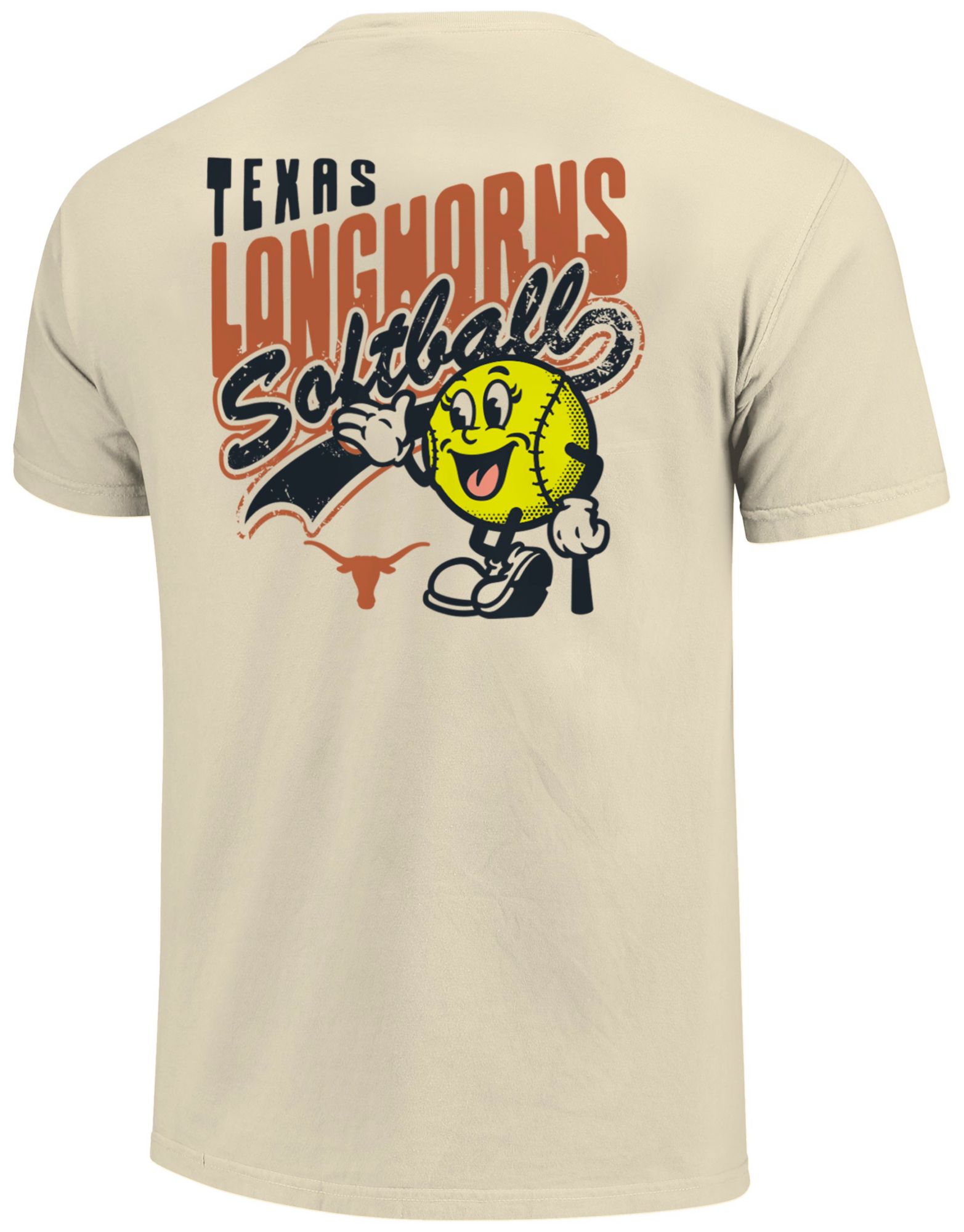 Image One Men's Texas Longhorns Ivory Retro Vibe Softball T-Shirt product image