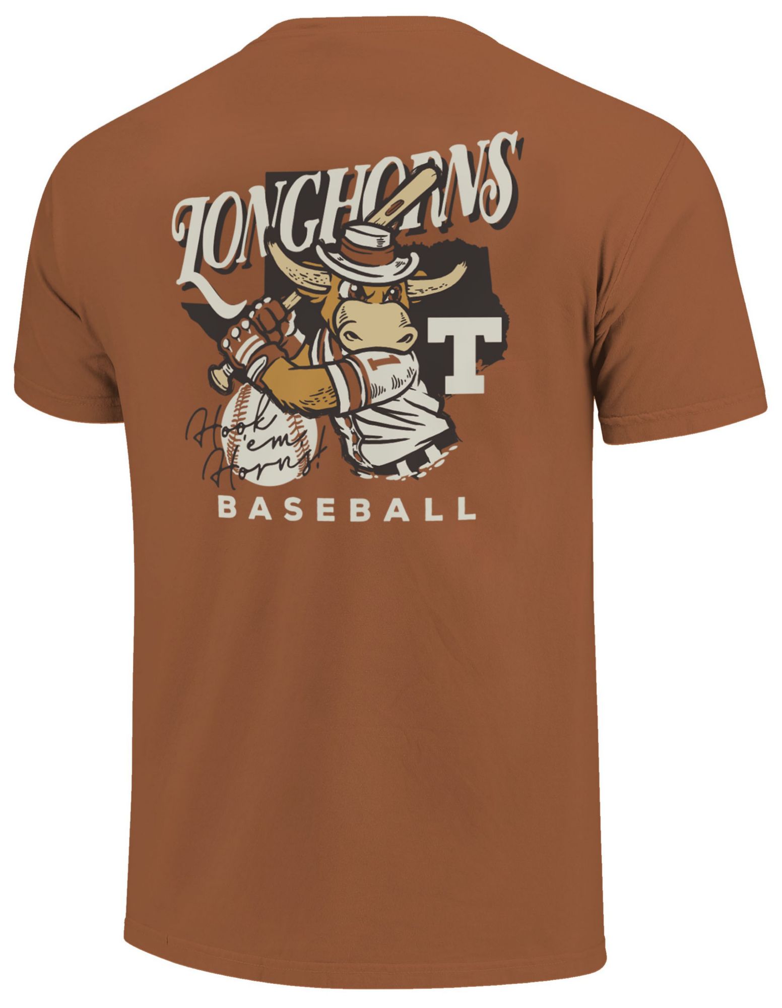 Image One Men's Texas Longhorns Orange Baseball Mascot T-Shirt product image