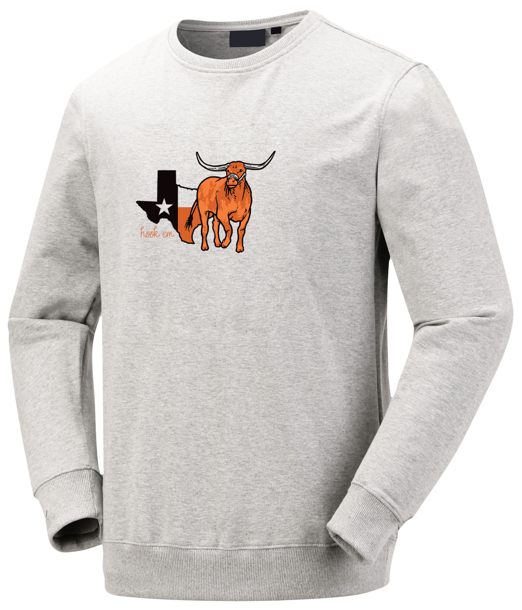 Image One Women's Texas Longhorns Natural Heather Mascot State Crewneck Sweatshirt product image