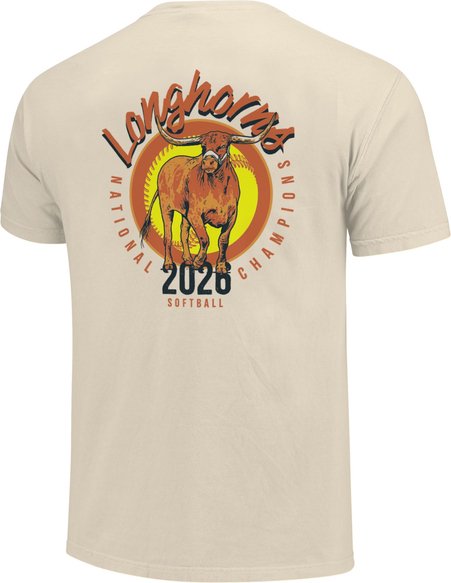 Image One Adult 2026 Women's College World Series Softball Champions Texas Longhorns Mascot T-Shirt product image