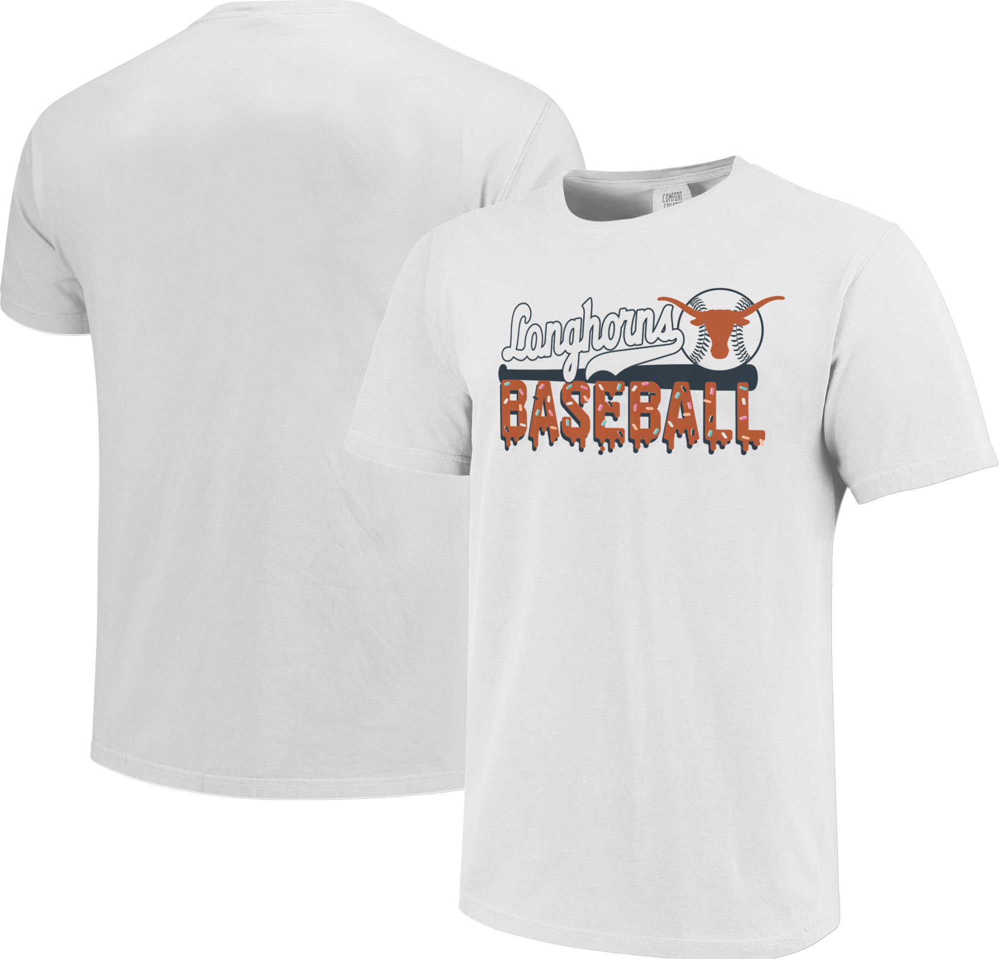 Image One Youth Texas Longhorns White Baseball Letter Drip T-Shirt product image