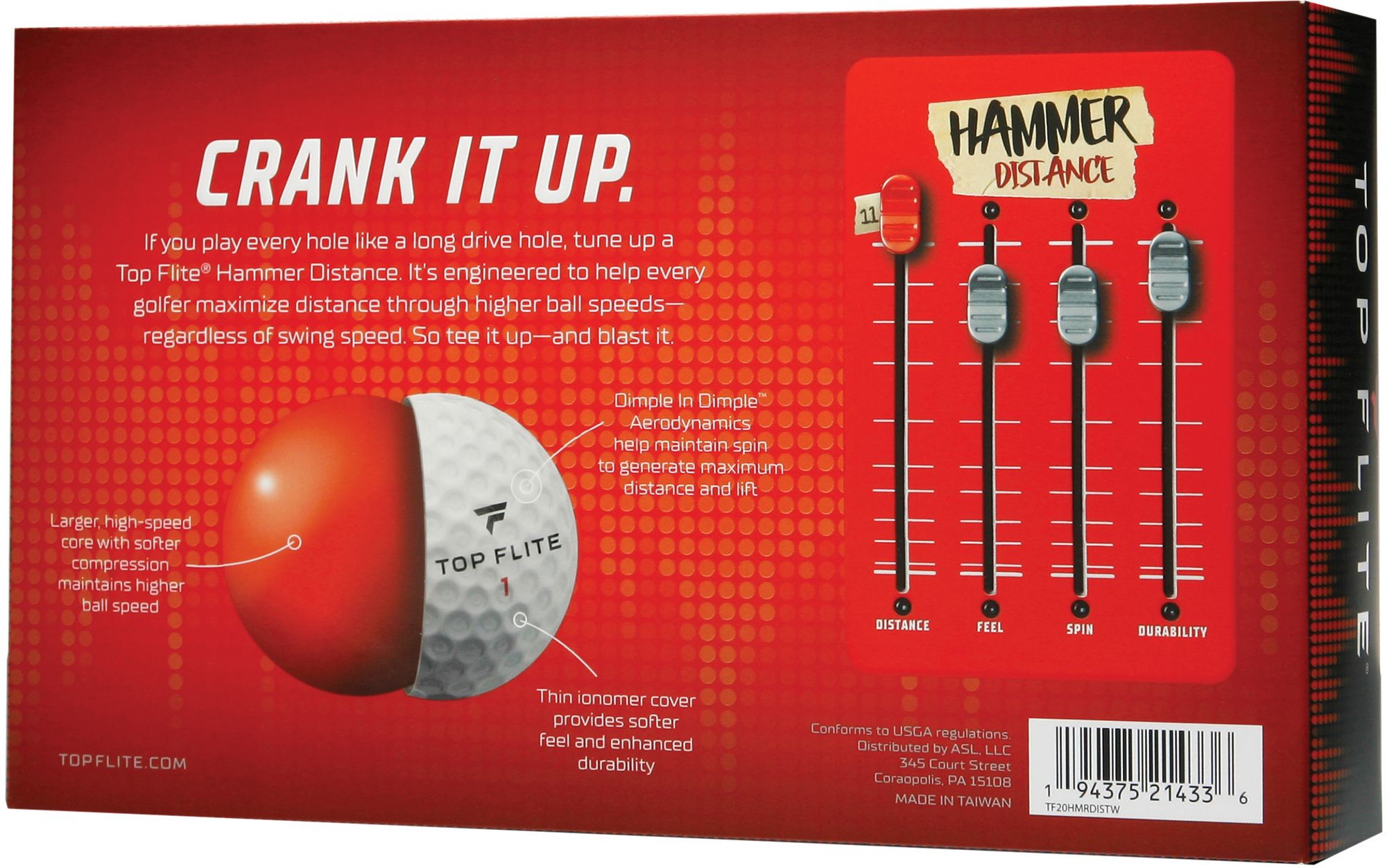 Top Flite 2020 Hammer Distance Personalized Golf Balls – 15 Pack product image