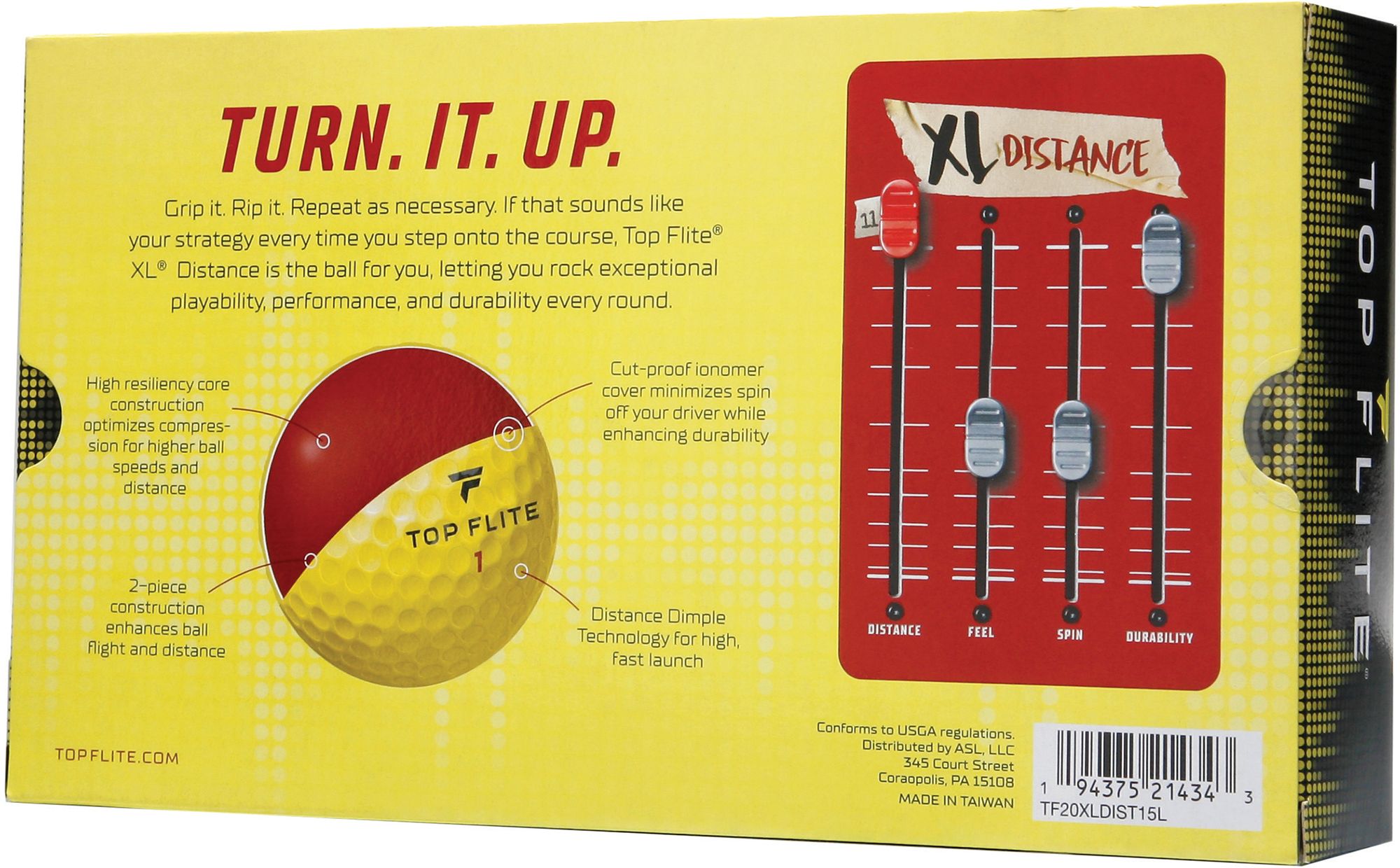 Top Flite 2020 XL Distance Yellow Personalized Golf Balls – 15 Pack product image