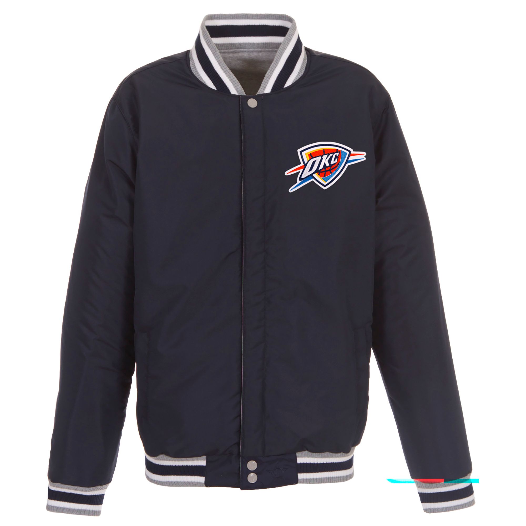 JH Design Men's Oklahoma City Thunder Grey Reversible Fleece Jacket product image