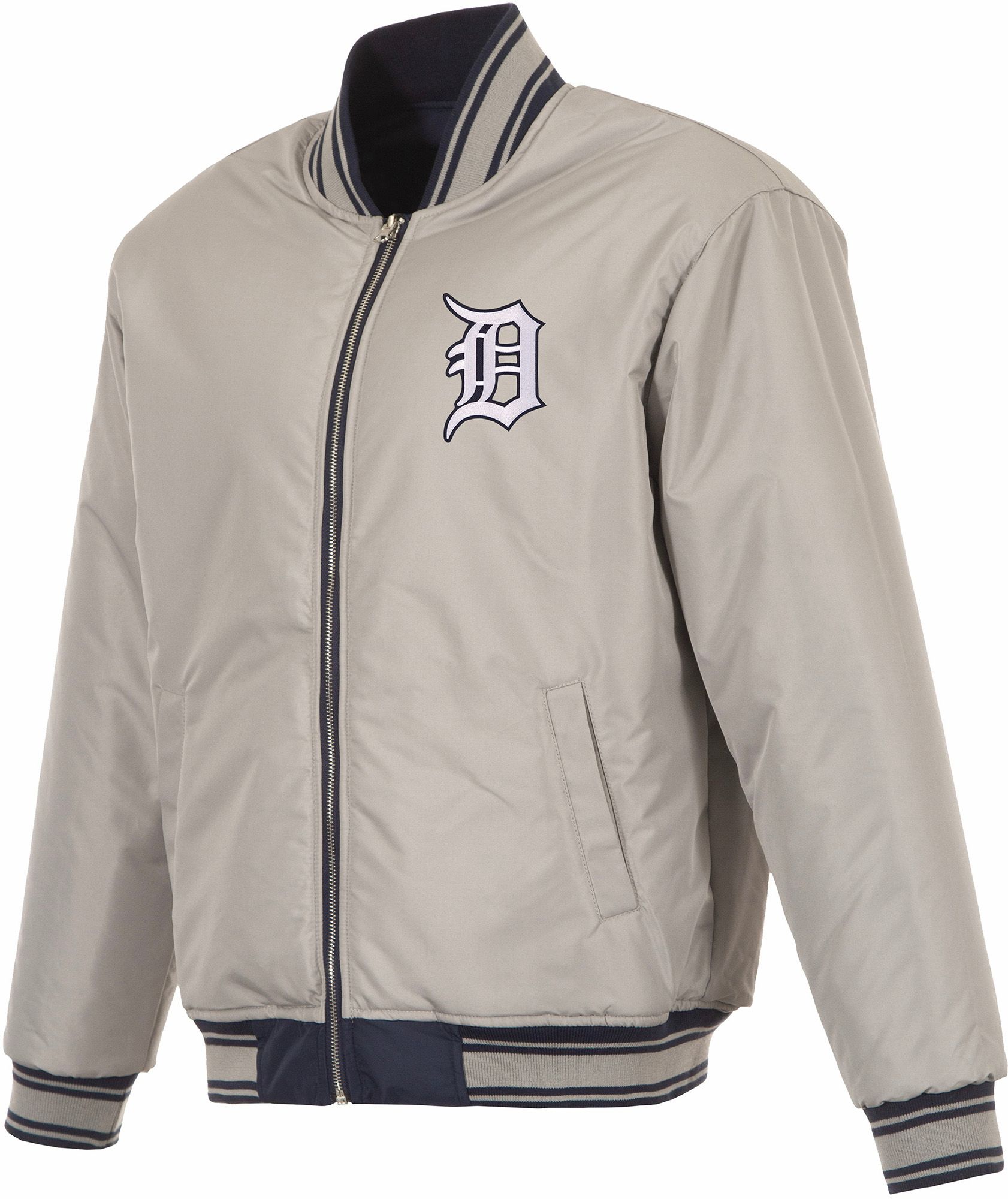 JH Design Men's Detroit Tigers Full-Zip Reversible Flight Navy Nylon Jacket product image