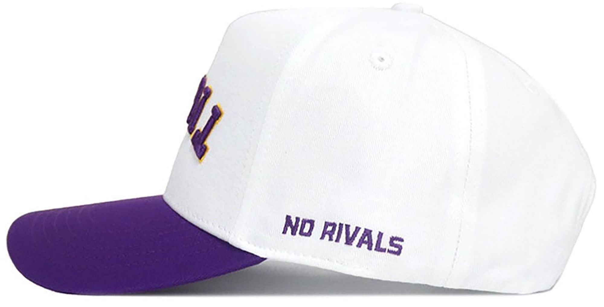 No Rivals Adult LSU Tigers White/Purple Upside Down Adjustable Snapback Hat product image