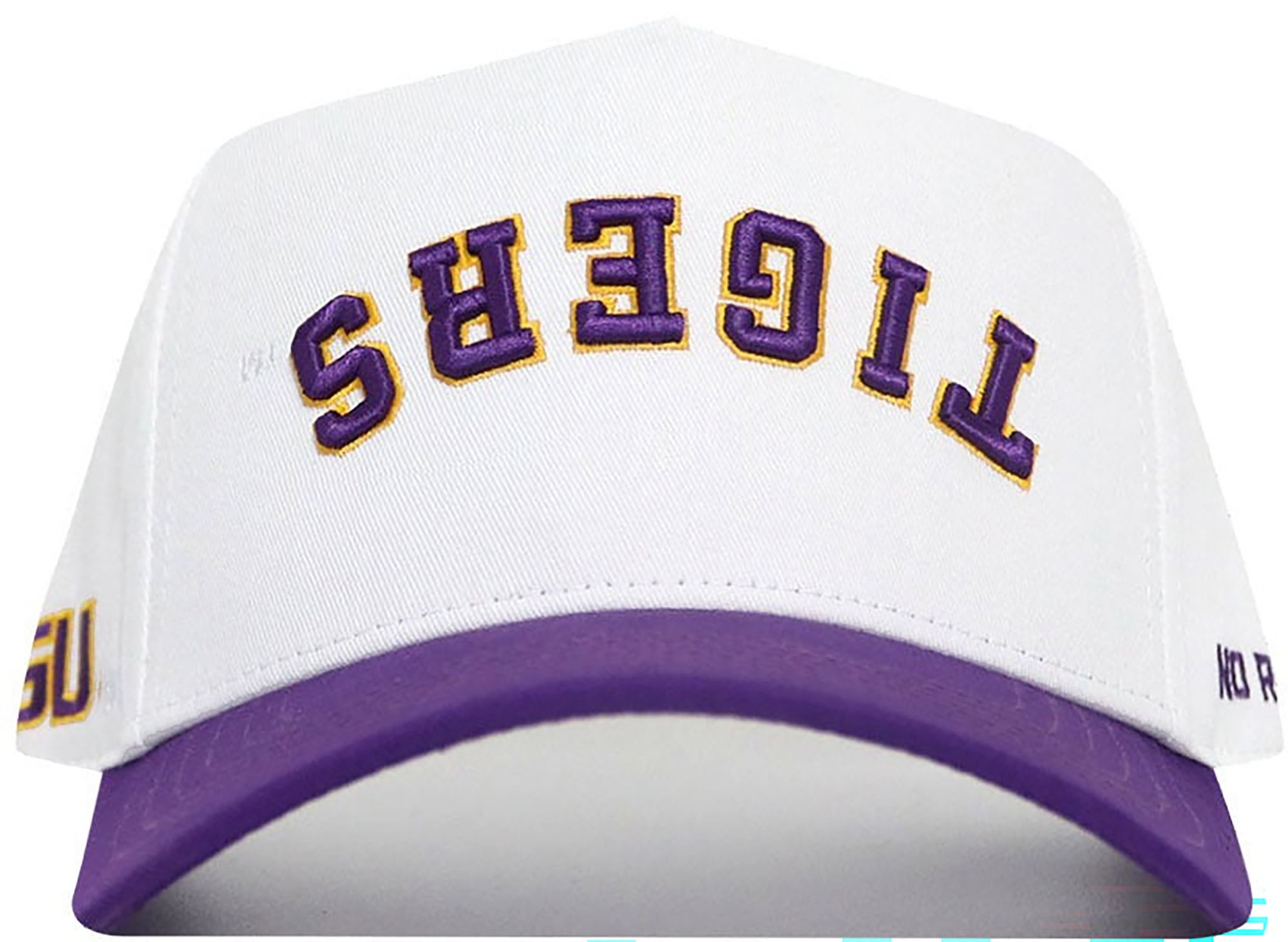 No Rivals Adult LSU Tigers White/Purple Upside Down Adjustable Snapback Hat product image