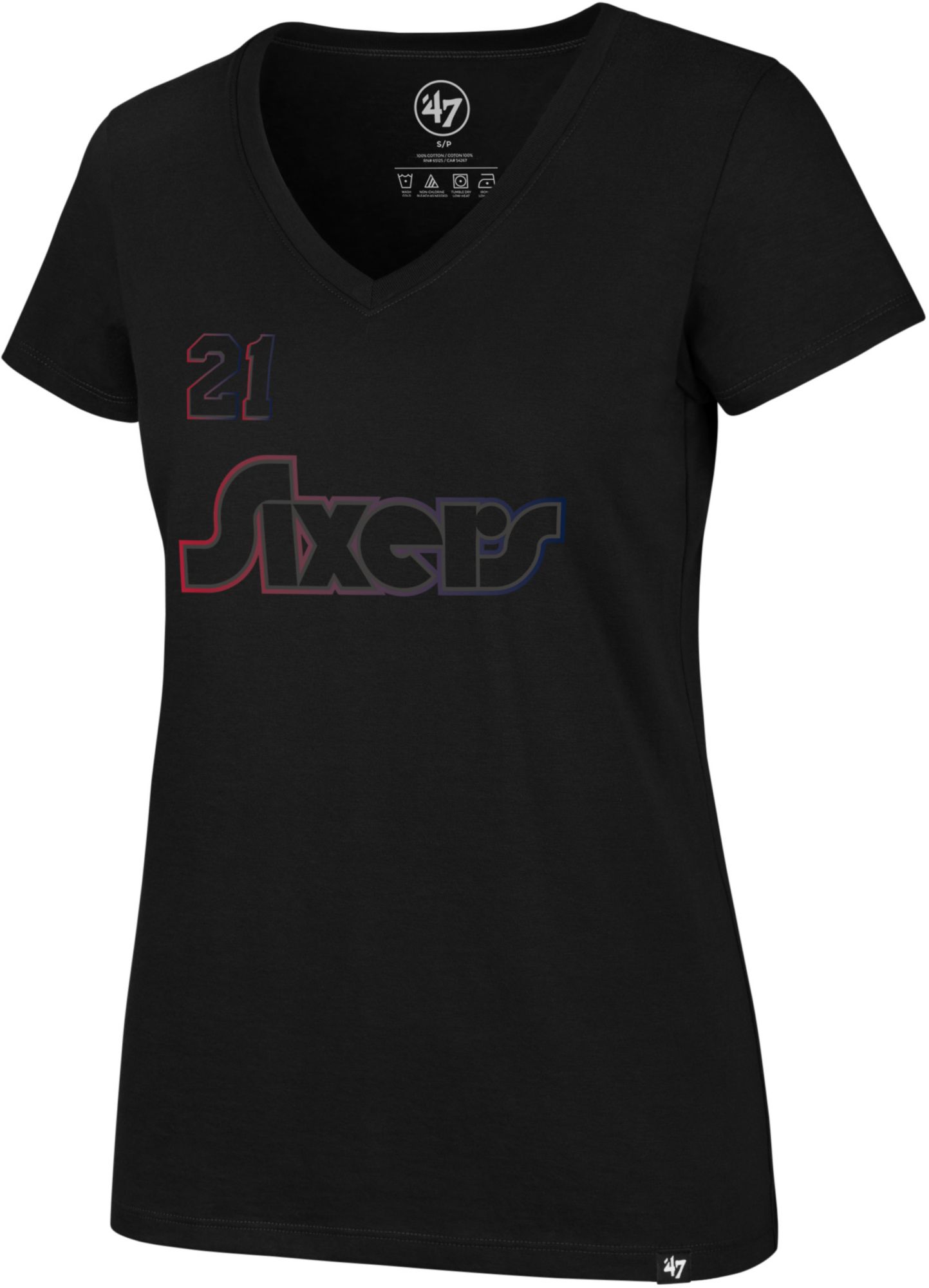 '47 Women's 2021-22 City Edition Philadelphia 76ers Joel Embiid #21 Black T-Shirt product image