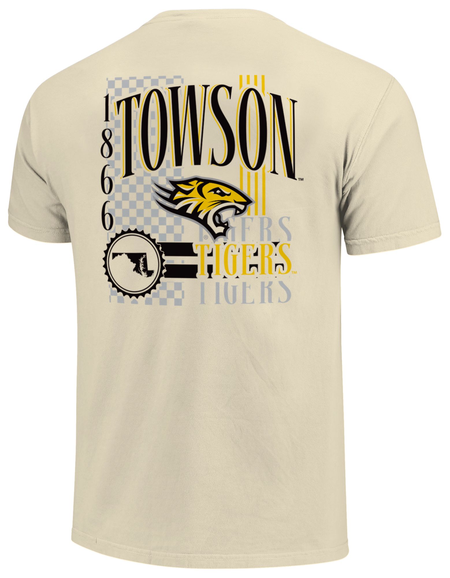 Image One Men's Towson Tigers Ivory 90's Print T-Shirt product image