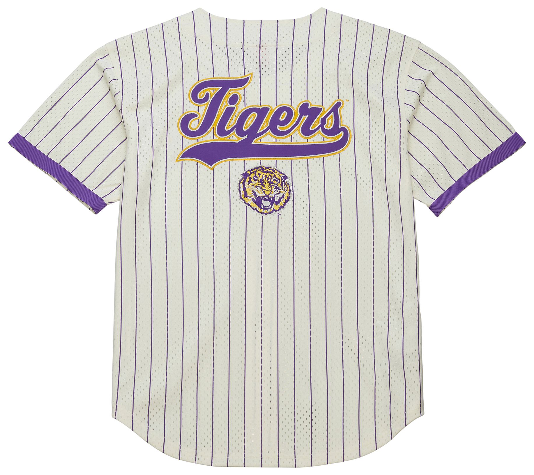 Mitchell & Ness Men's LSU Tigers Cream Button Front On Campus Mesh Jersey product image