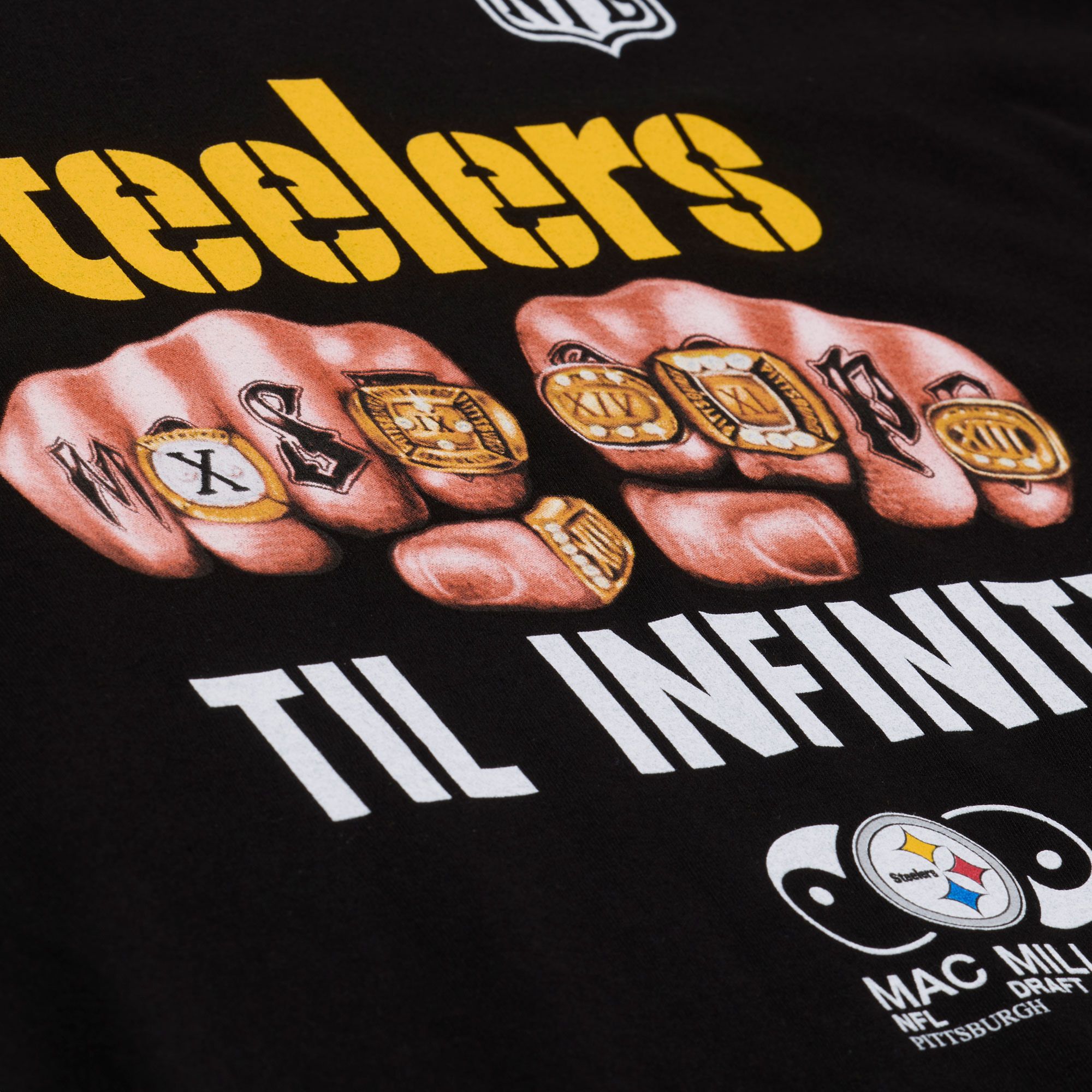 Mitchell & Ness Men's NFL Pittsburgh Steelers x Mac Miller Black Til Infinity T-Shirt product image