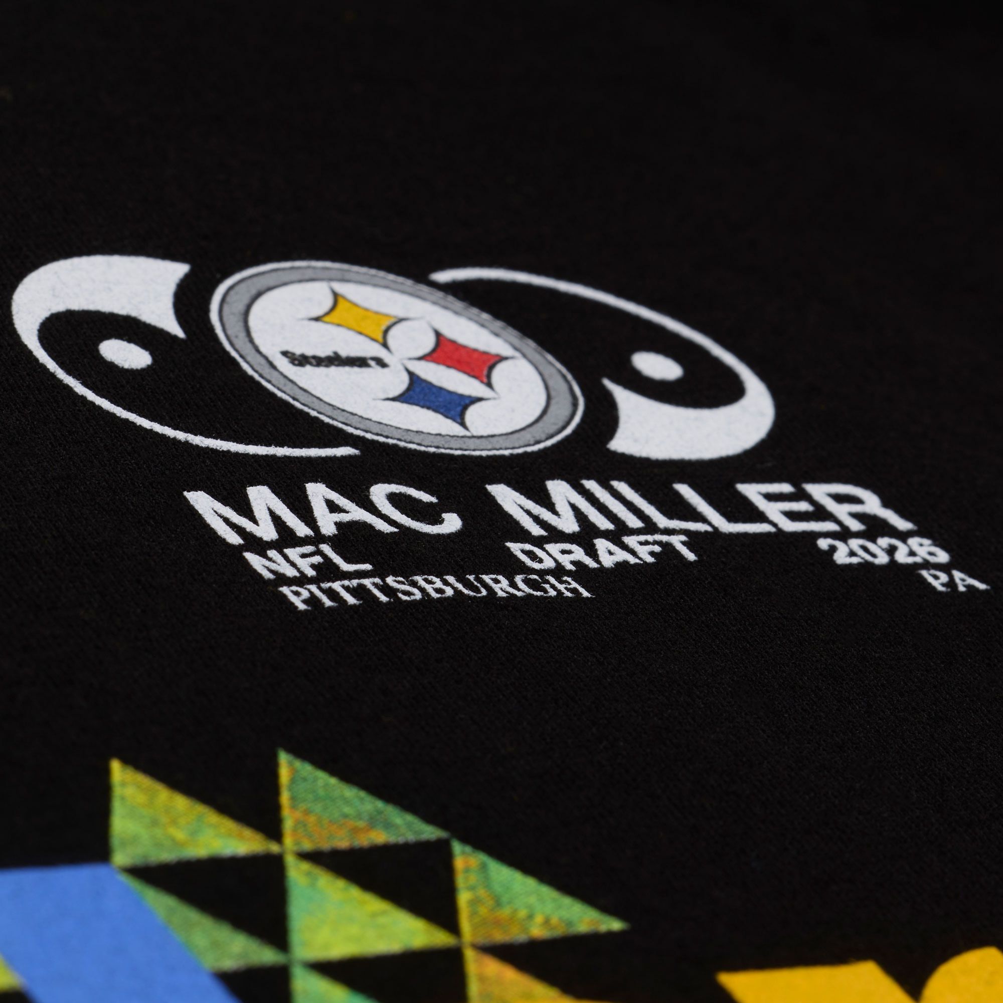 Mitchell & Ness Men's NFL Pittsburgh Steelers x Mac Miller Black Slide T-Shirt product image