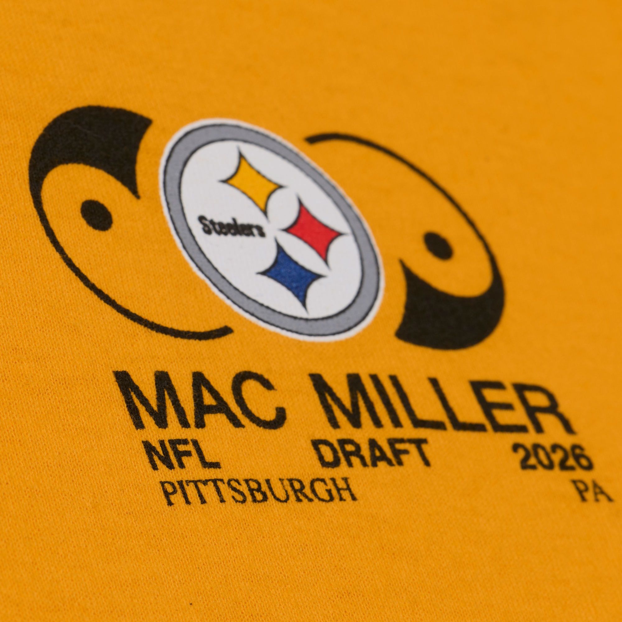 Mitchell & Ness Men's NFL Pittsburgh Steelers x Mac Miller Gold Slide T-Shirt product image