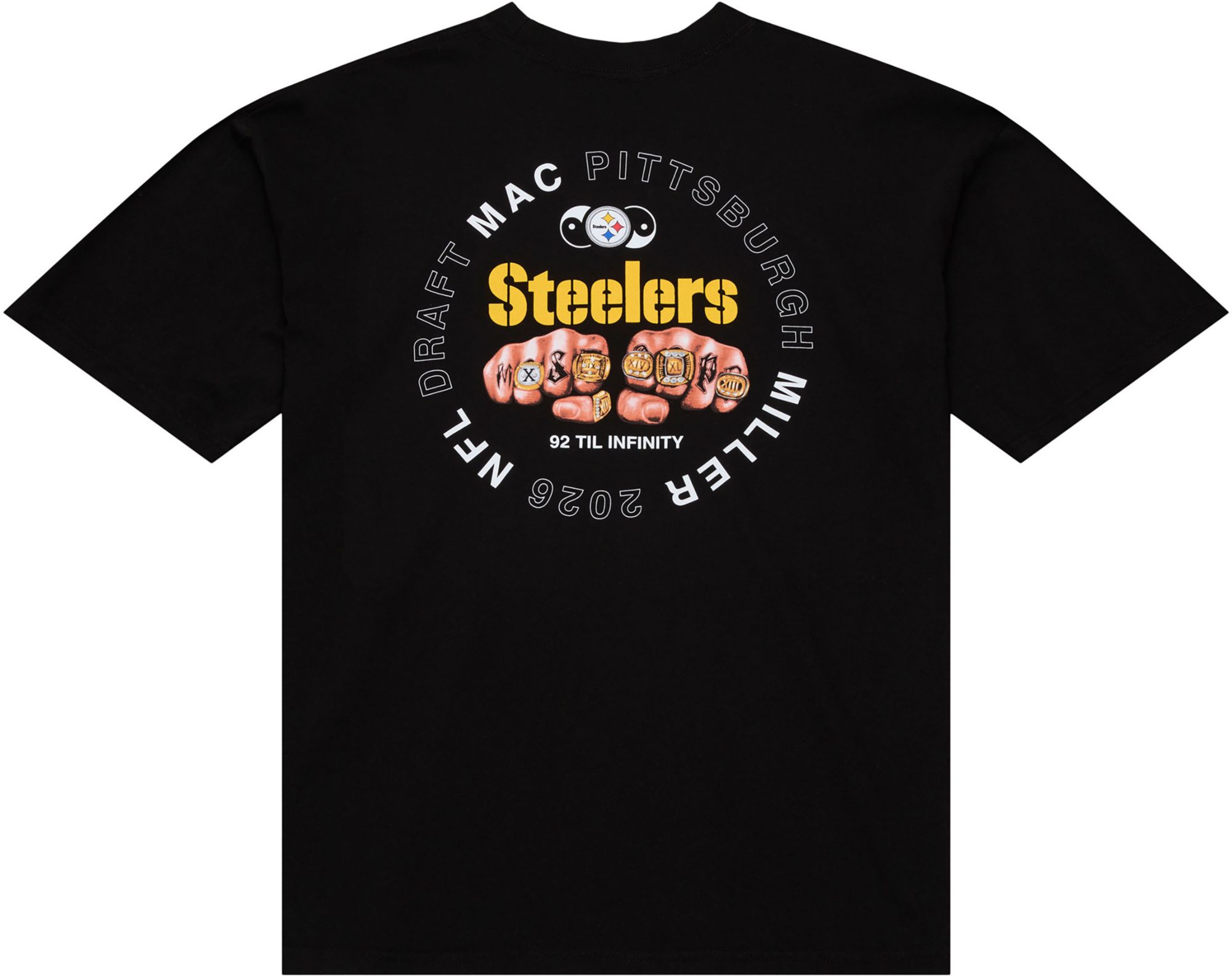 Mitchell & Ness Men's NFL Pittsburgh Steelers x Mac Miller Black Knuckles T-Shirt product image