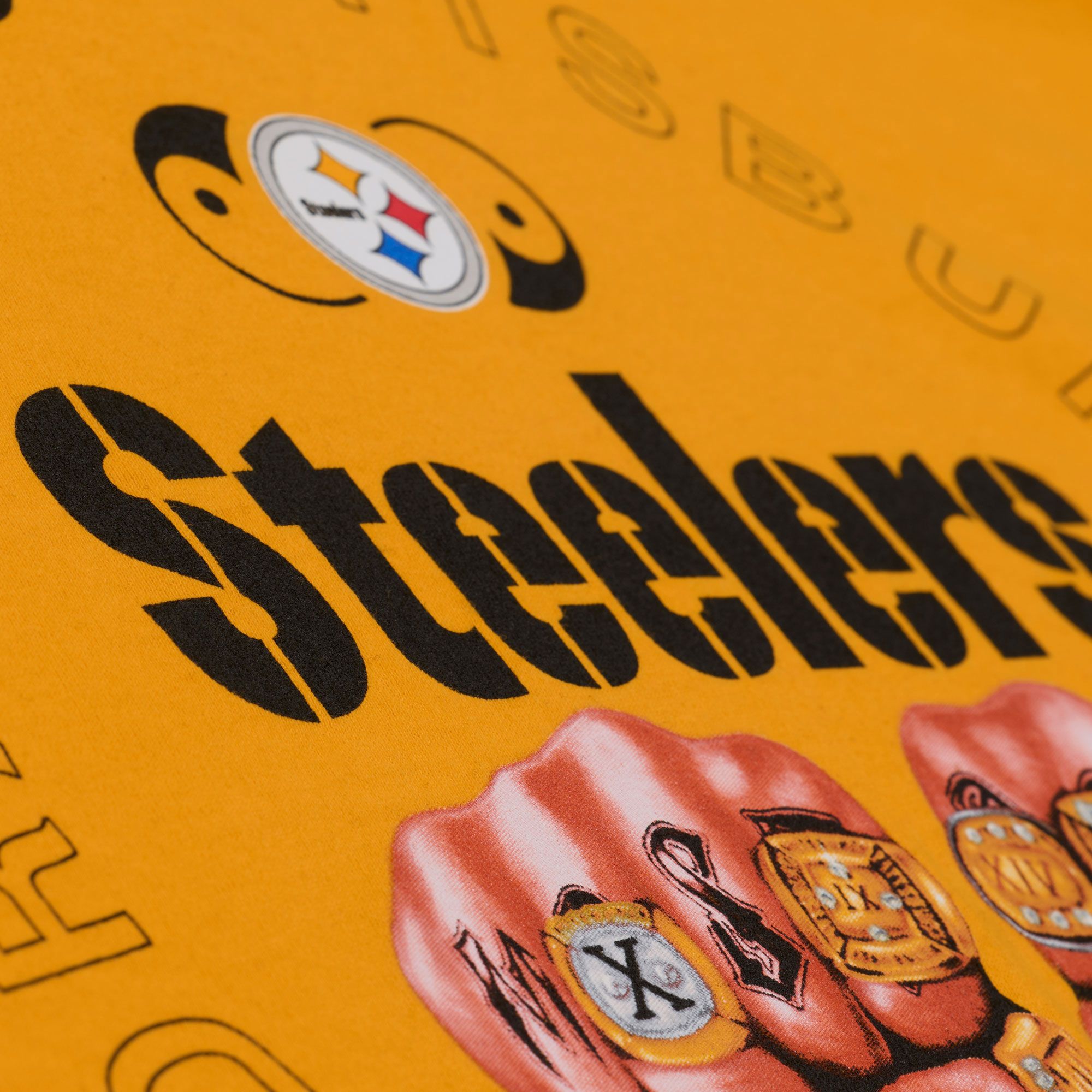 Mitchell & Ness Men's NFL Pittsburgh Steelers x Mac Miller Gold Knuckles T-Shirt product image