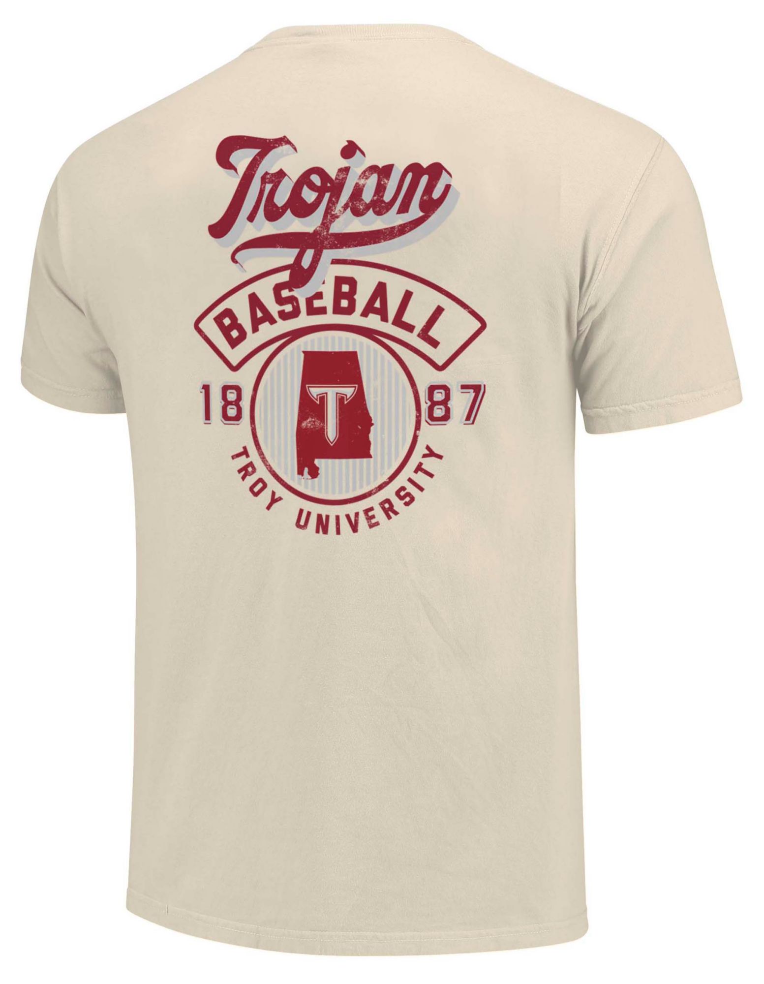 Image One Men's Troy Trojans Baseball Ivory T-Shirt product image