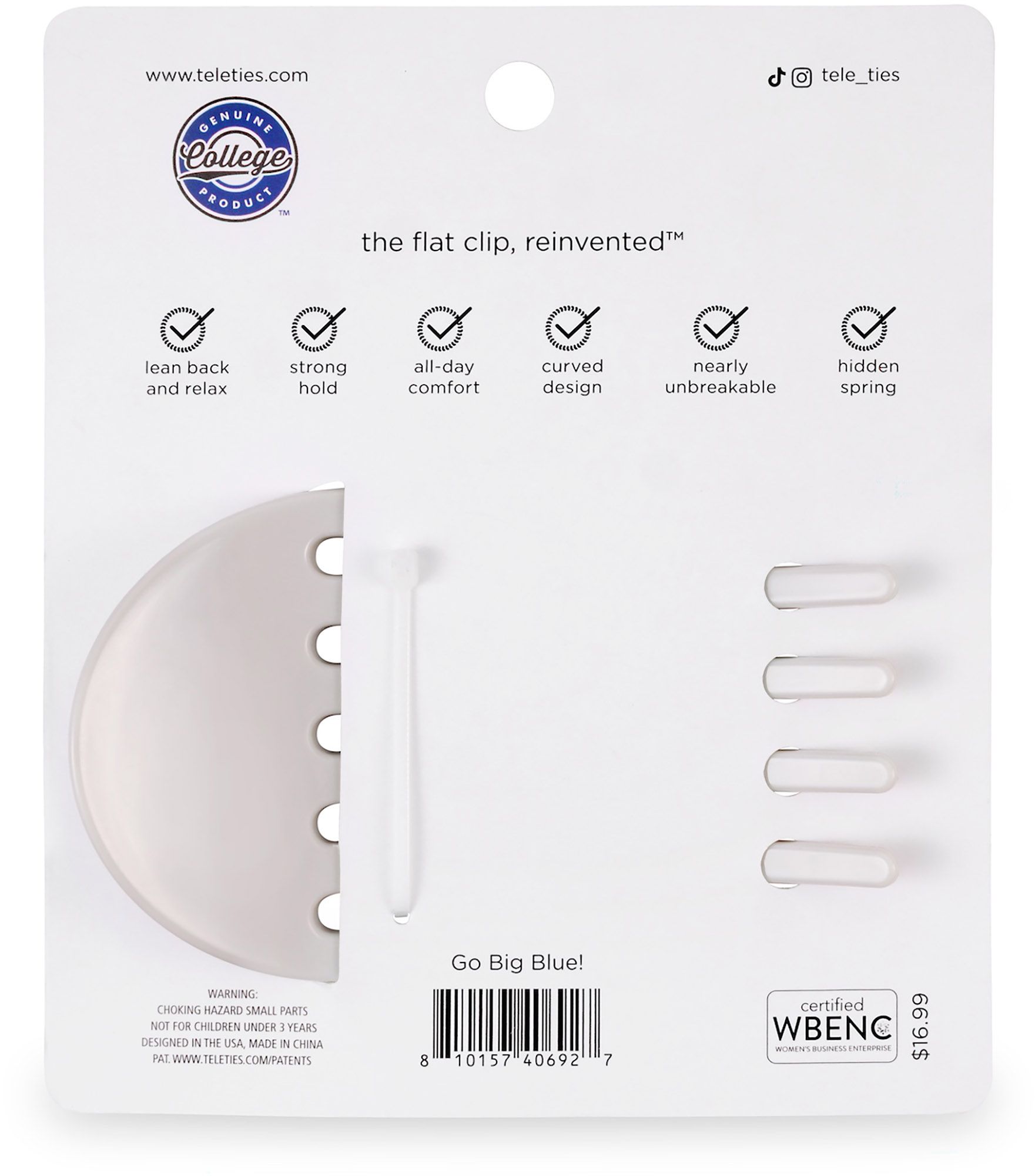 Teleties Women's Kentucky Wildcats Gray Large Flat Clip product image