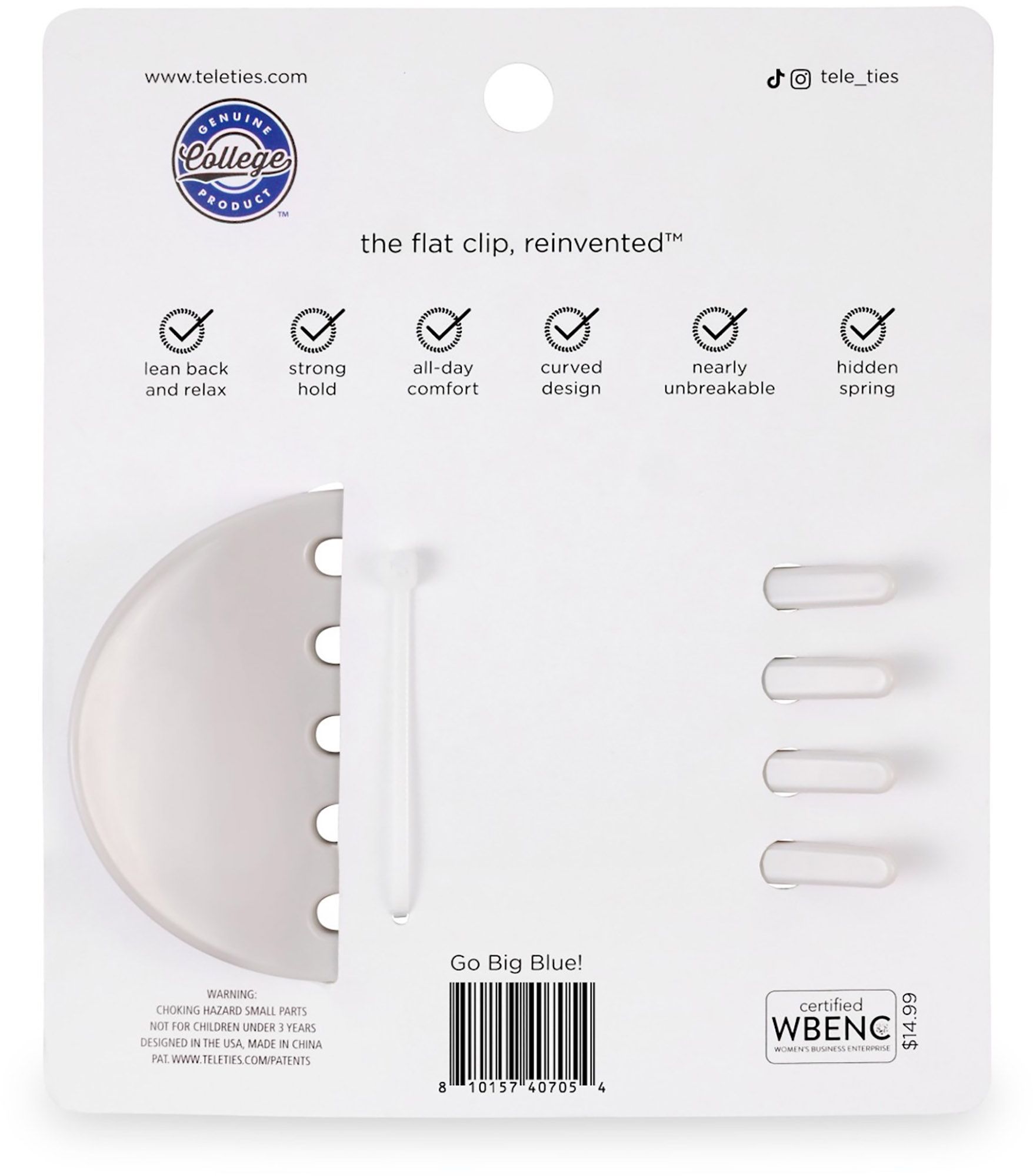 Teleties Women's Kentucky Wildcats Gray Medium Flat Clip product image