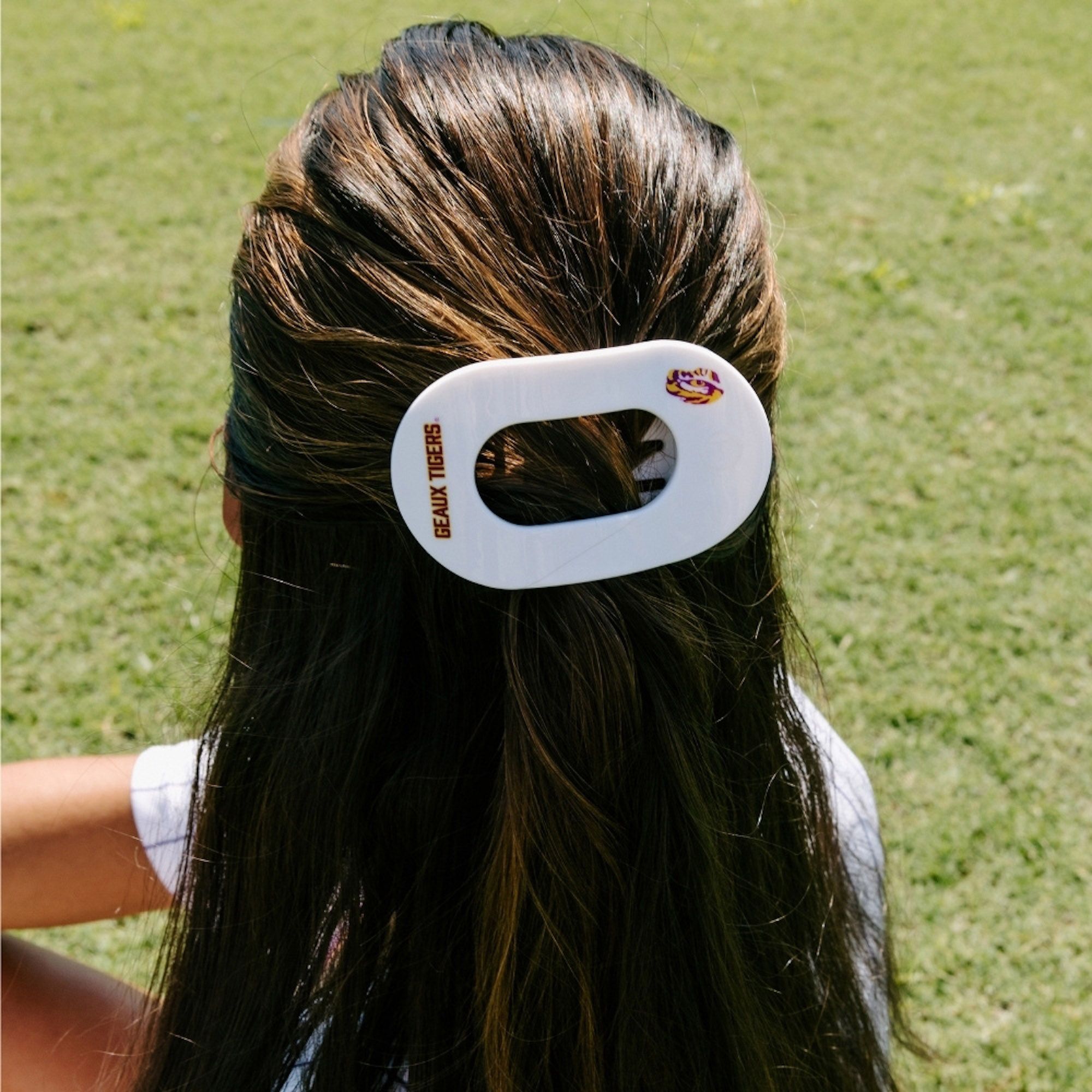 Teleties Women's LSU Tigers White Medium Flat Clip product image