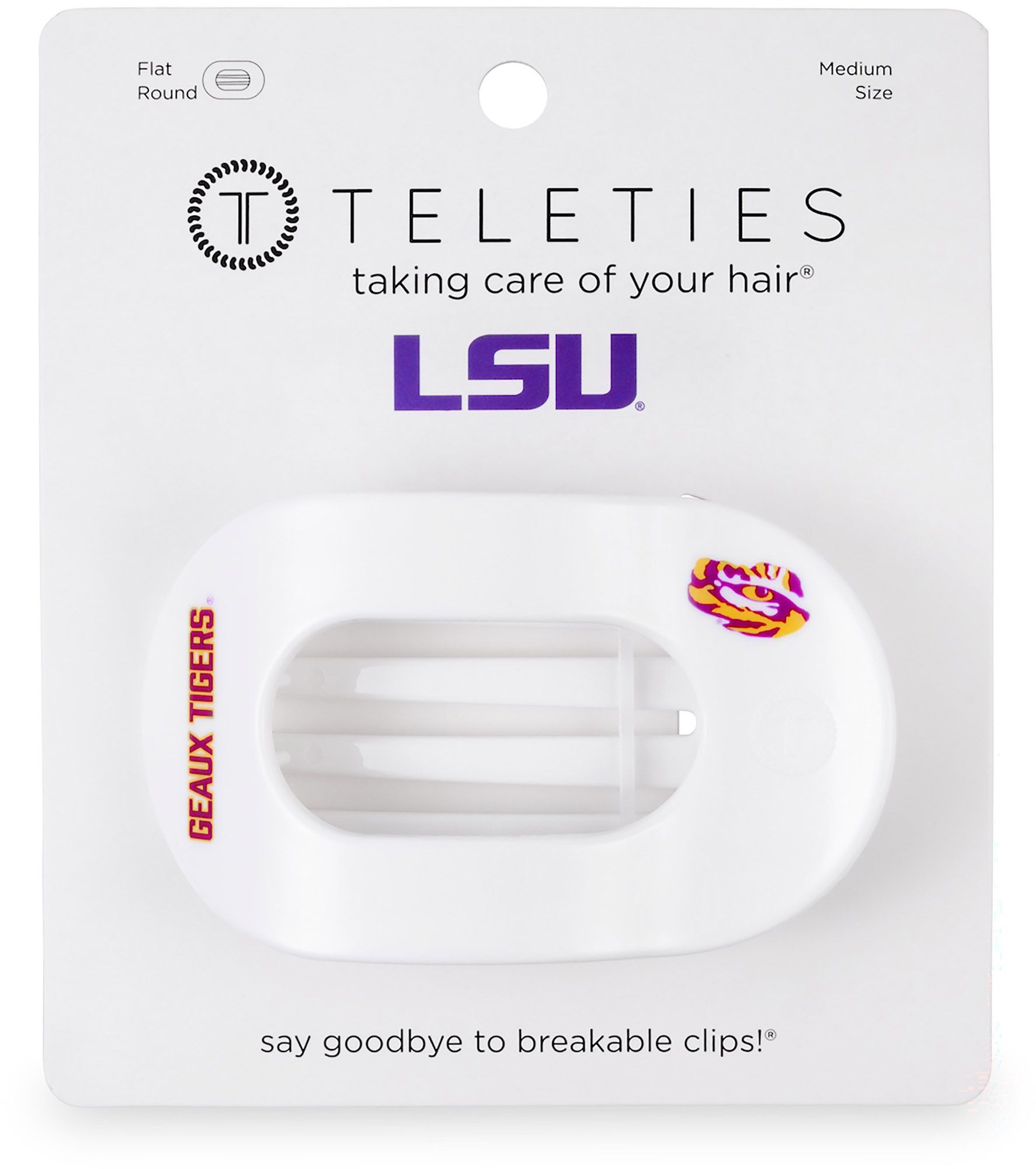 Teleties Women's LSU Tigers White Medium Flat Clip product image