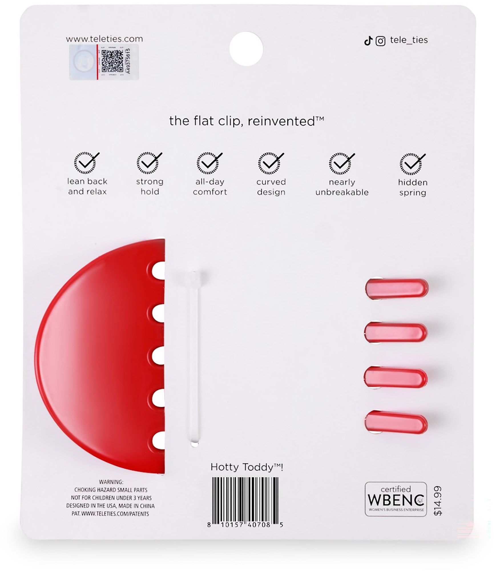 Teleties Women's Mississippi College Choctaws Red Medium Flat Clip product image