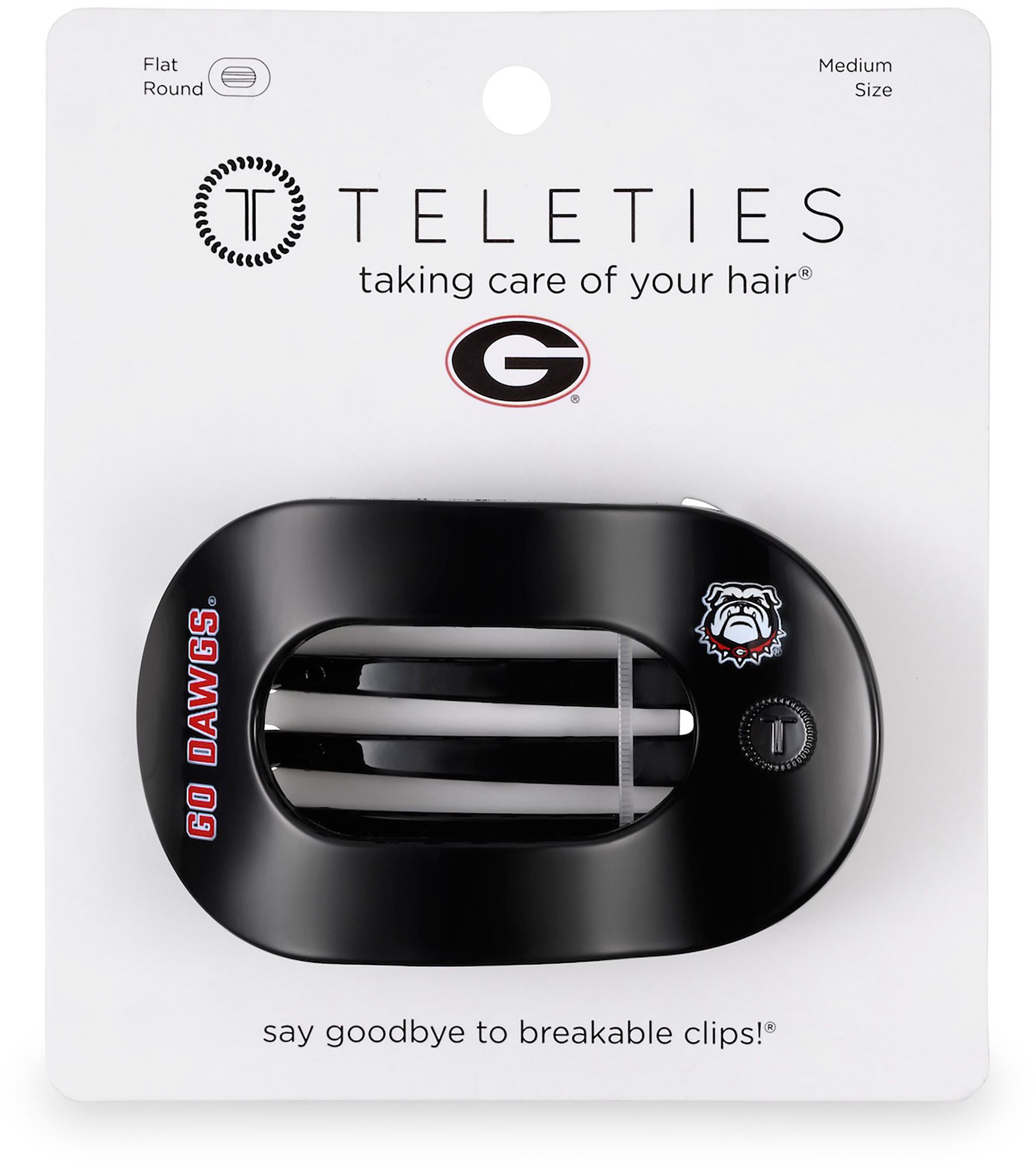 Teleties Women's Georgia Bulldogs Black Medium Flat Clip product image