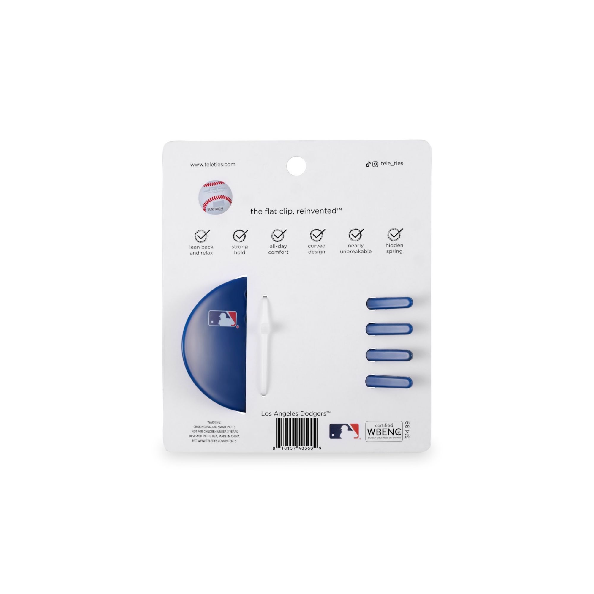 Teleties Los Angeles Dodgers Medium Flat Hair Clip product image