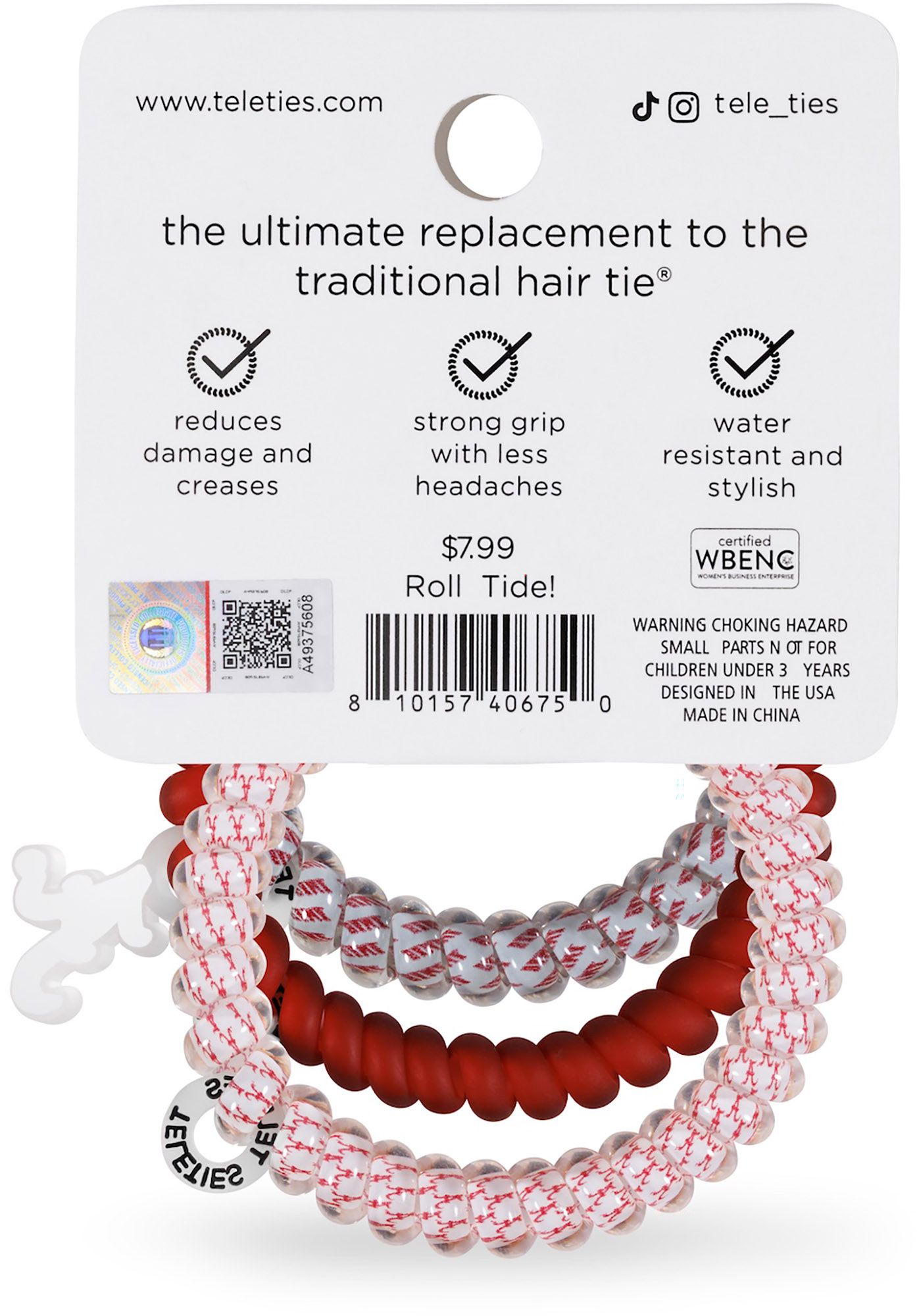 Teleties Women's Alabama Crimson Tide Red Small Hair Ties product image
