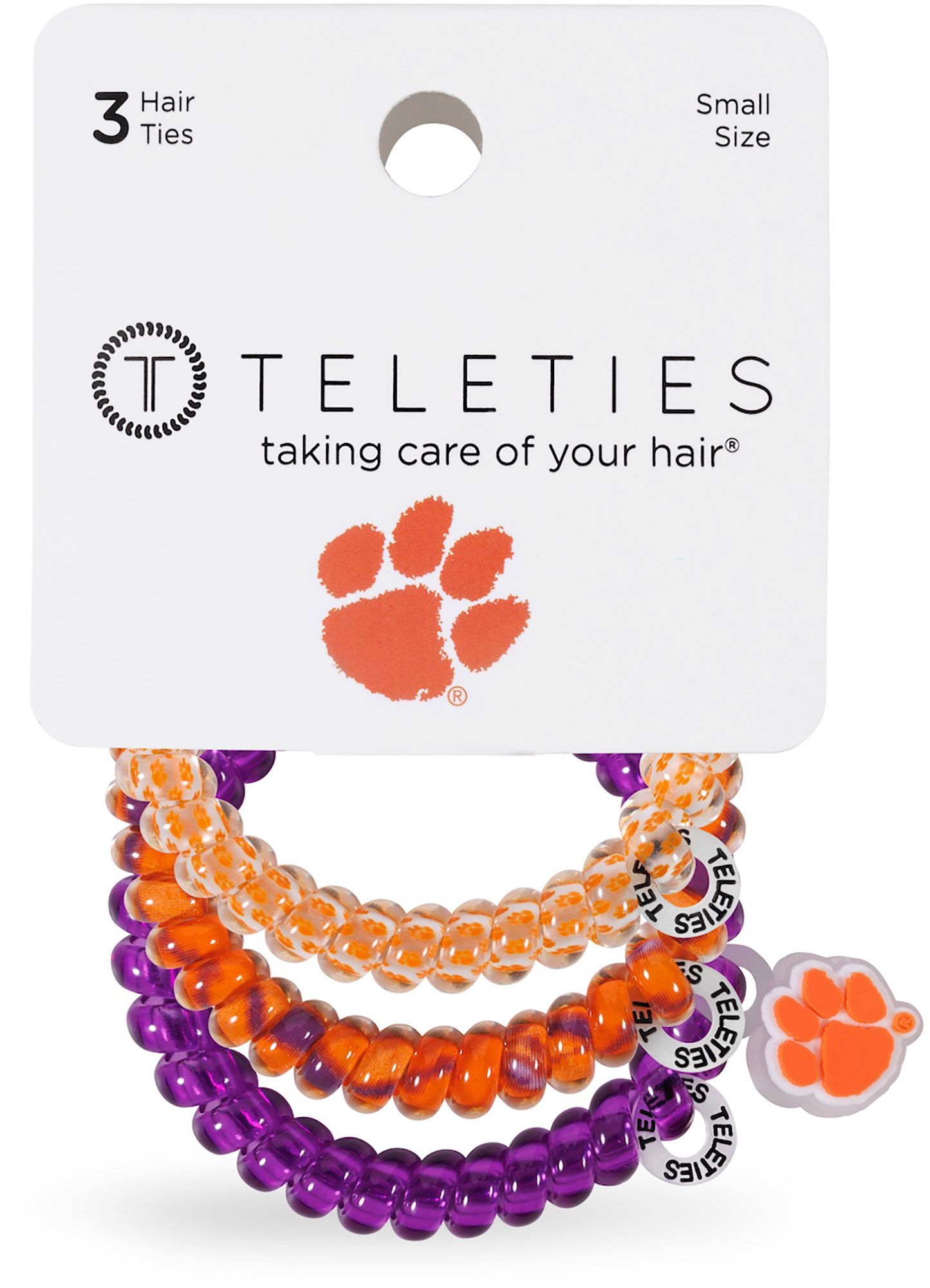 Teleties Women's Clemson Tigers Orange Small Hair Ties product image