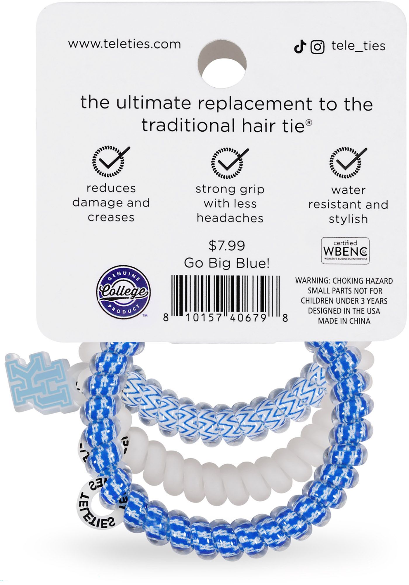 Teleties Women's Kentucky Wildcats Blue Small Hair Ties product image