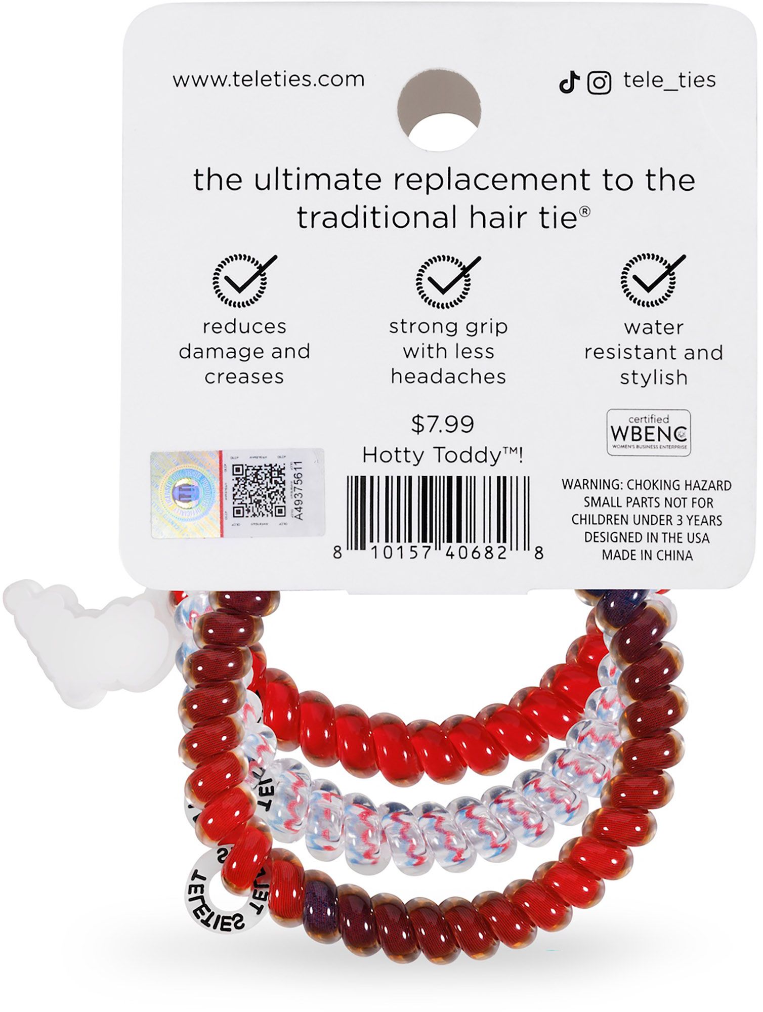 Teleties Women's Mississippi College Choctaws Red Small Hair Ties product image
