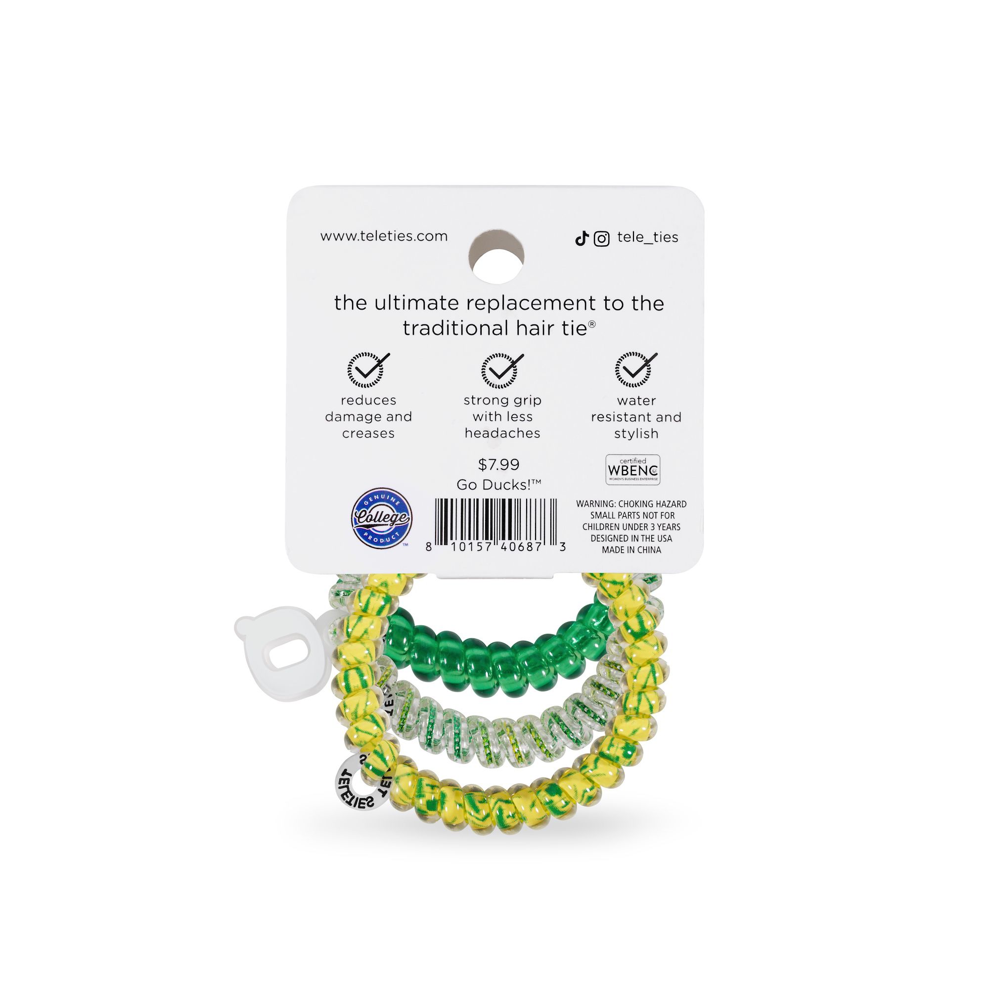 Teleties Women's Oregon Ducks Green Small Hair Ties product image