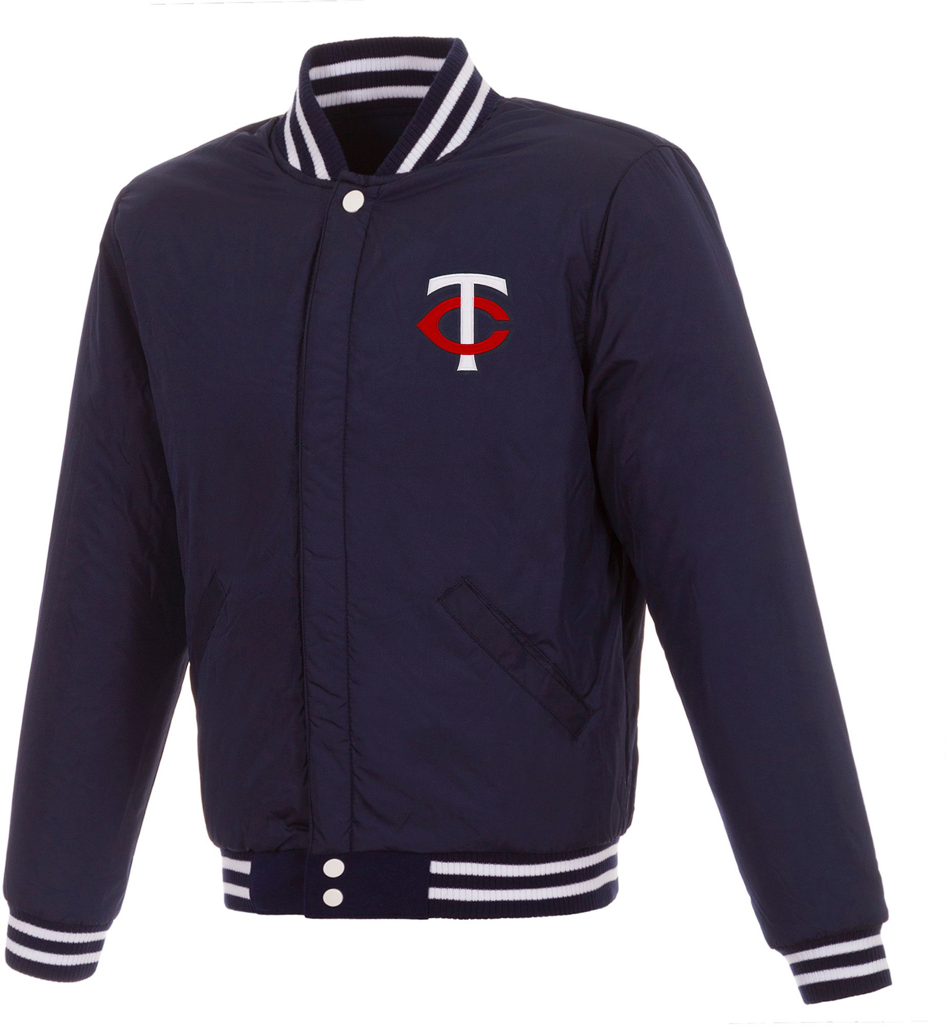 JH Design Men's Minnesota Twins Navy Reversible  Varsity Jacket product image