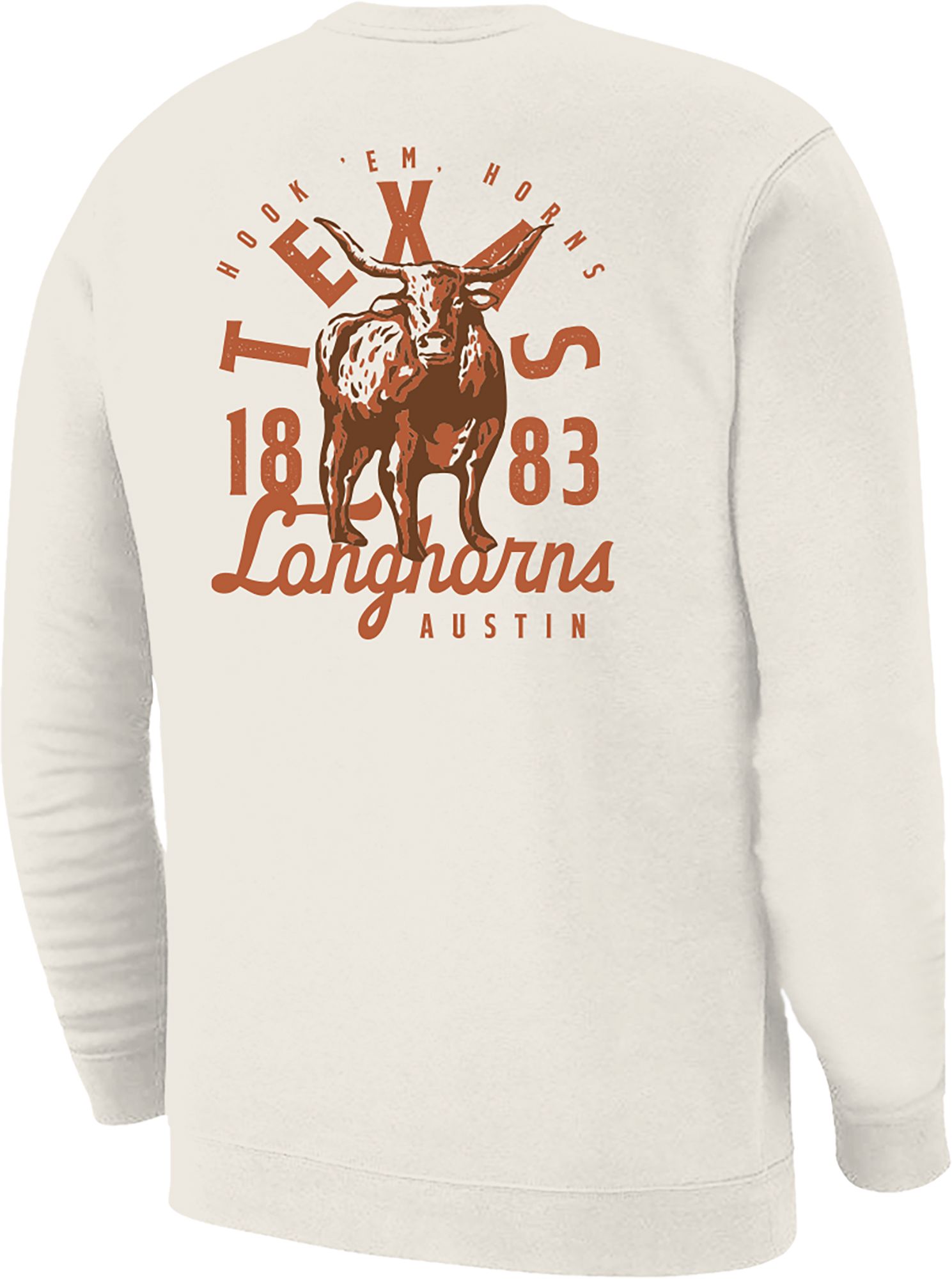 Image One Men's Texas Longhorns White Mascot Crew Neck Sweatshirt product image