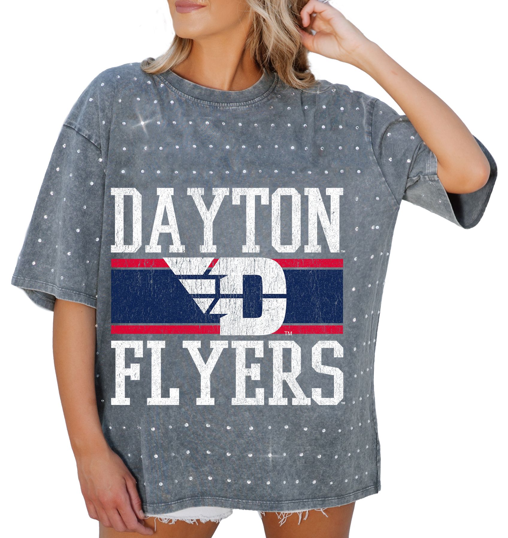Gameday Couture Women's Dayton Flyers Grey Rhinestone T-Shirt product image