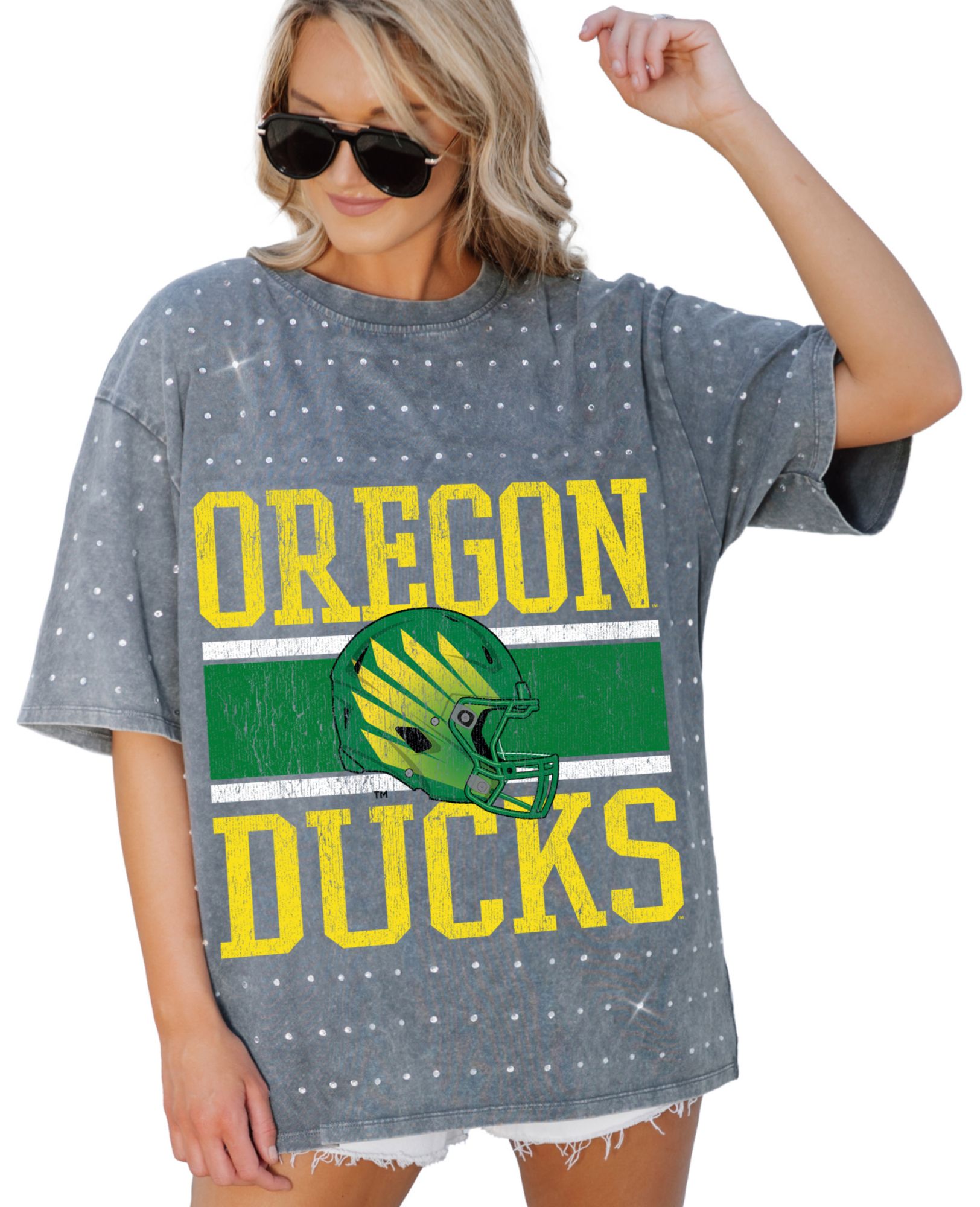Gameday Couture Women's Oregon Ducks Grey Rhinestone T-Shirt product image