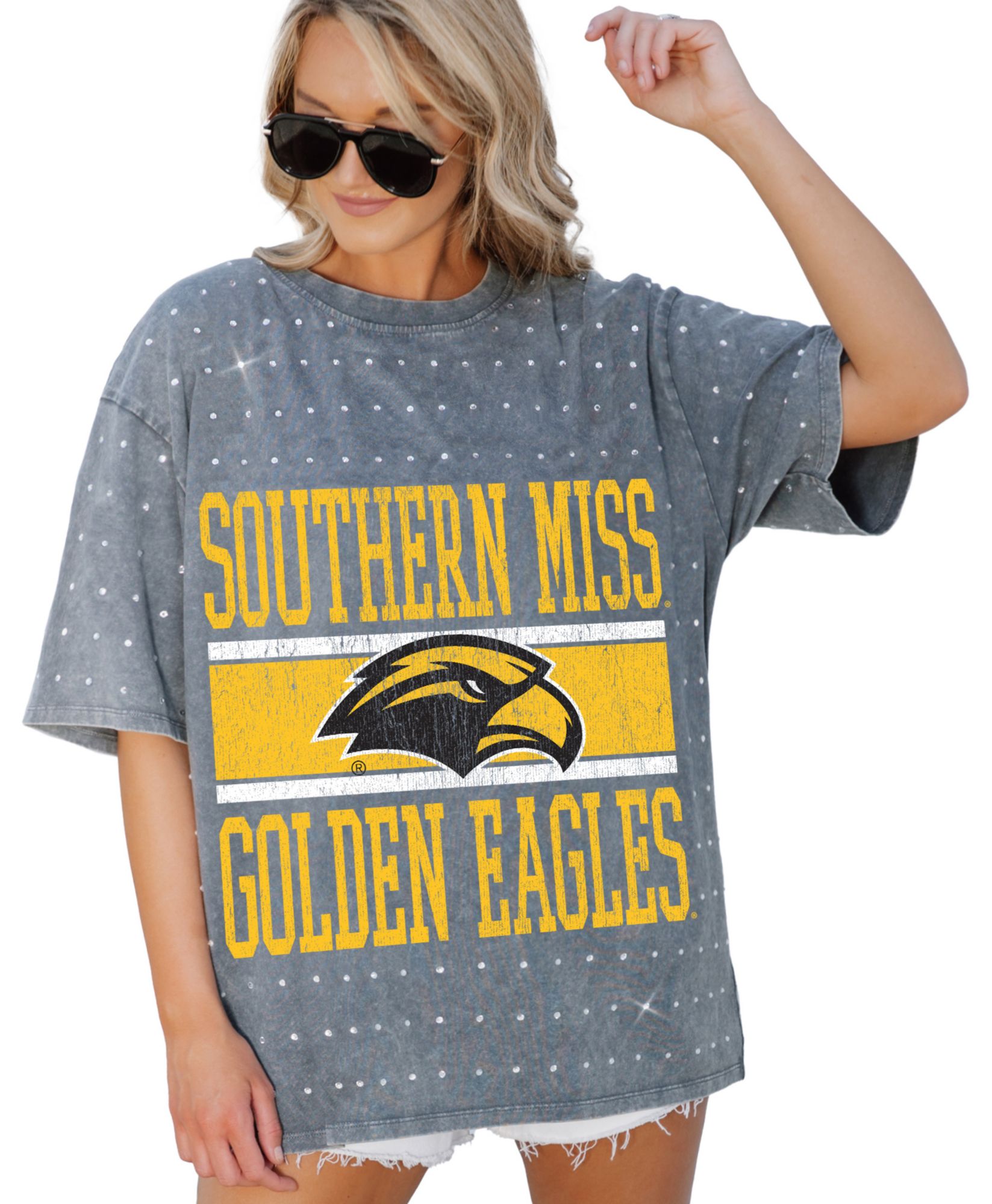 Gameday Couture Women's Southern Miss Golden Eagles Grey Rhinestone T-Shirt product image