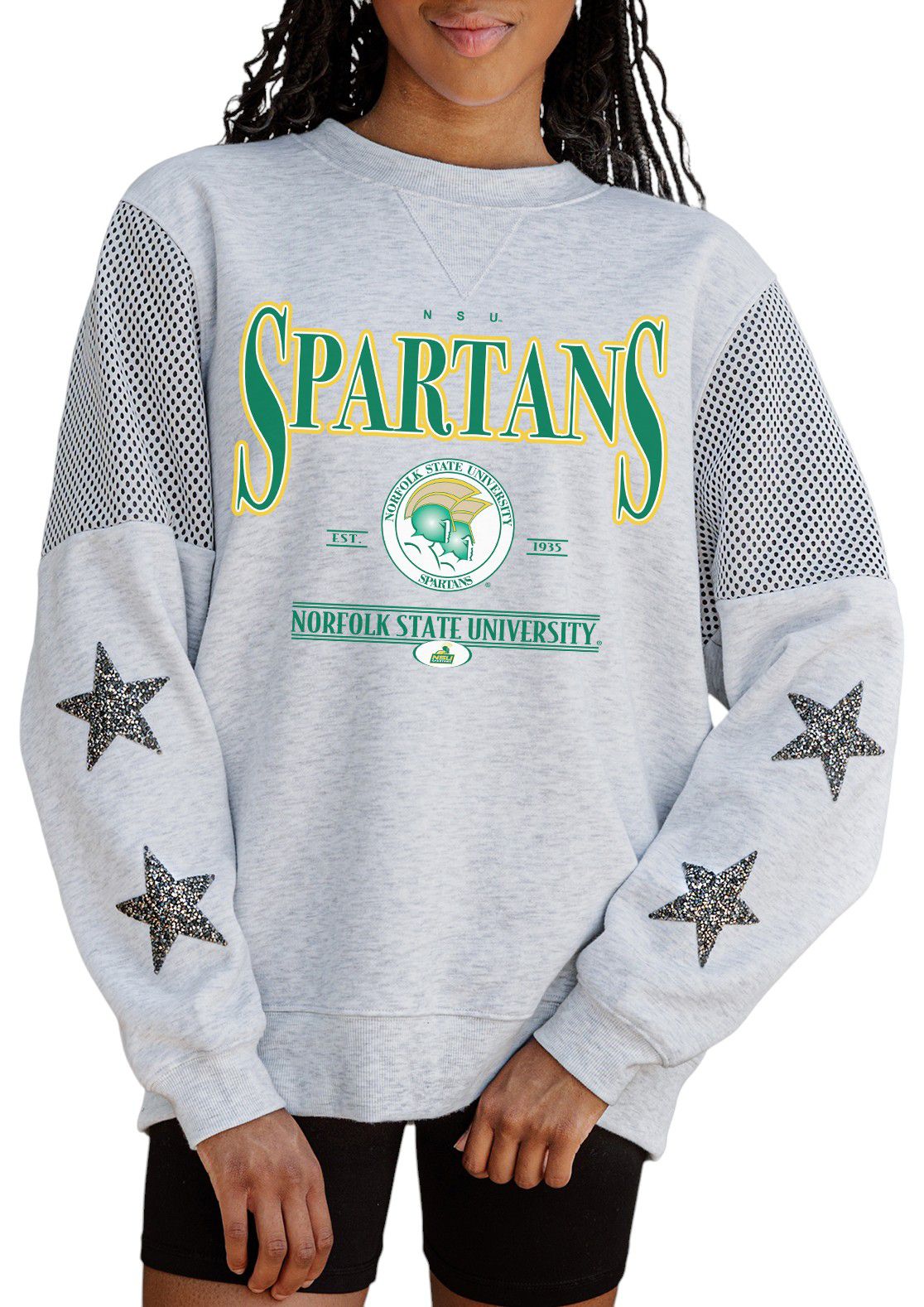 Gameday Couture Women's Norfolk State Spartans Ash Jersey Fleece Crew Pullover Sweatshirt product image