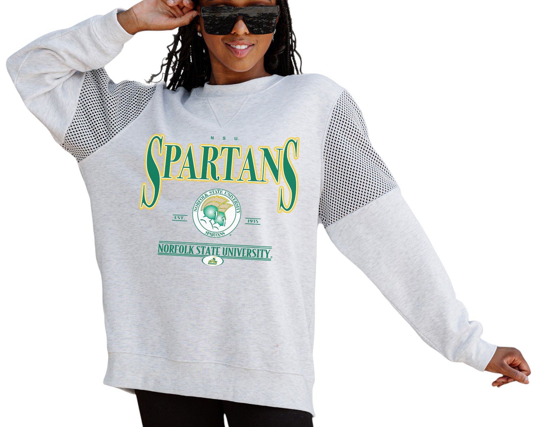 Gameday Couture Women's Norfolk State Spartans Ash Jersey Fleece Crew Pullover Sweatshirt product image