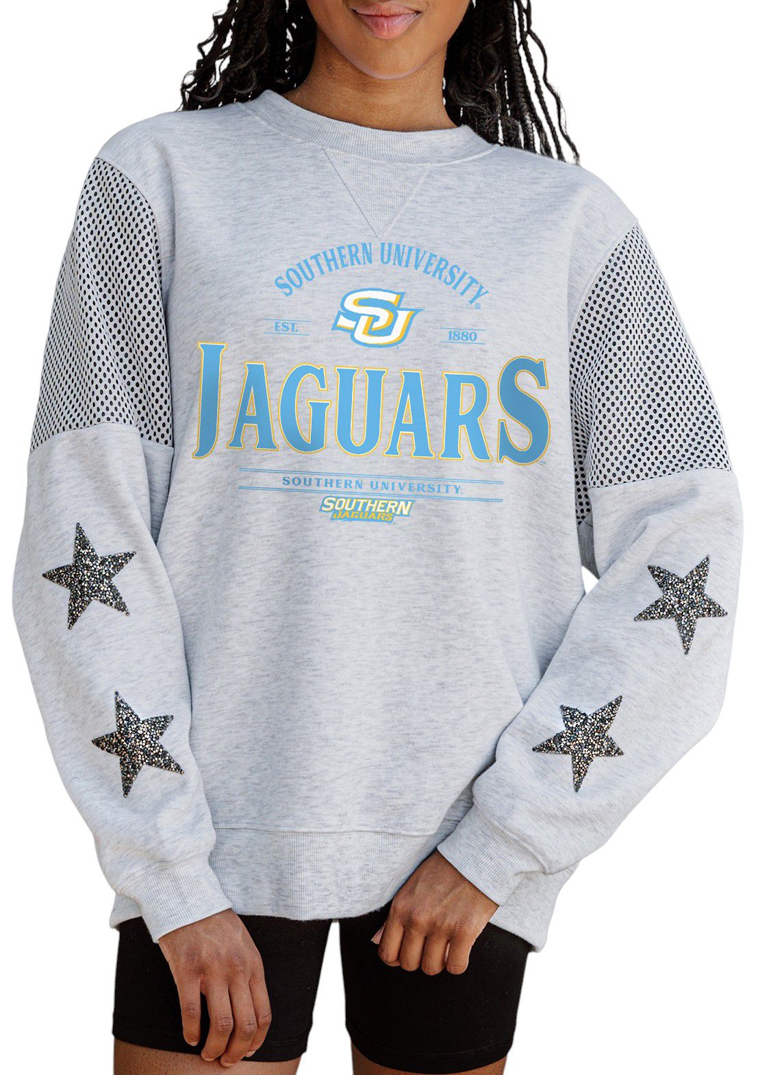 Gameday Couture Women's Southern University Jaguars Ash Jersey Fleece Crewneck Sweatshirt product image