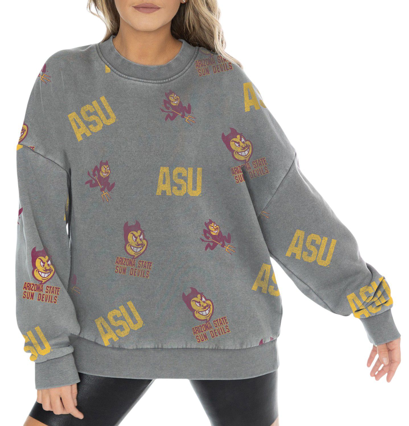 Gameday Couture Women's Arizona State Sun Devils Grey Playback Vintage Wash Crew Sweatshirt product image