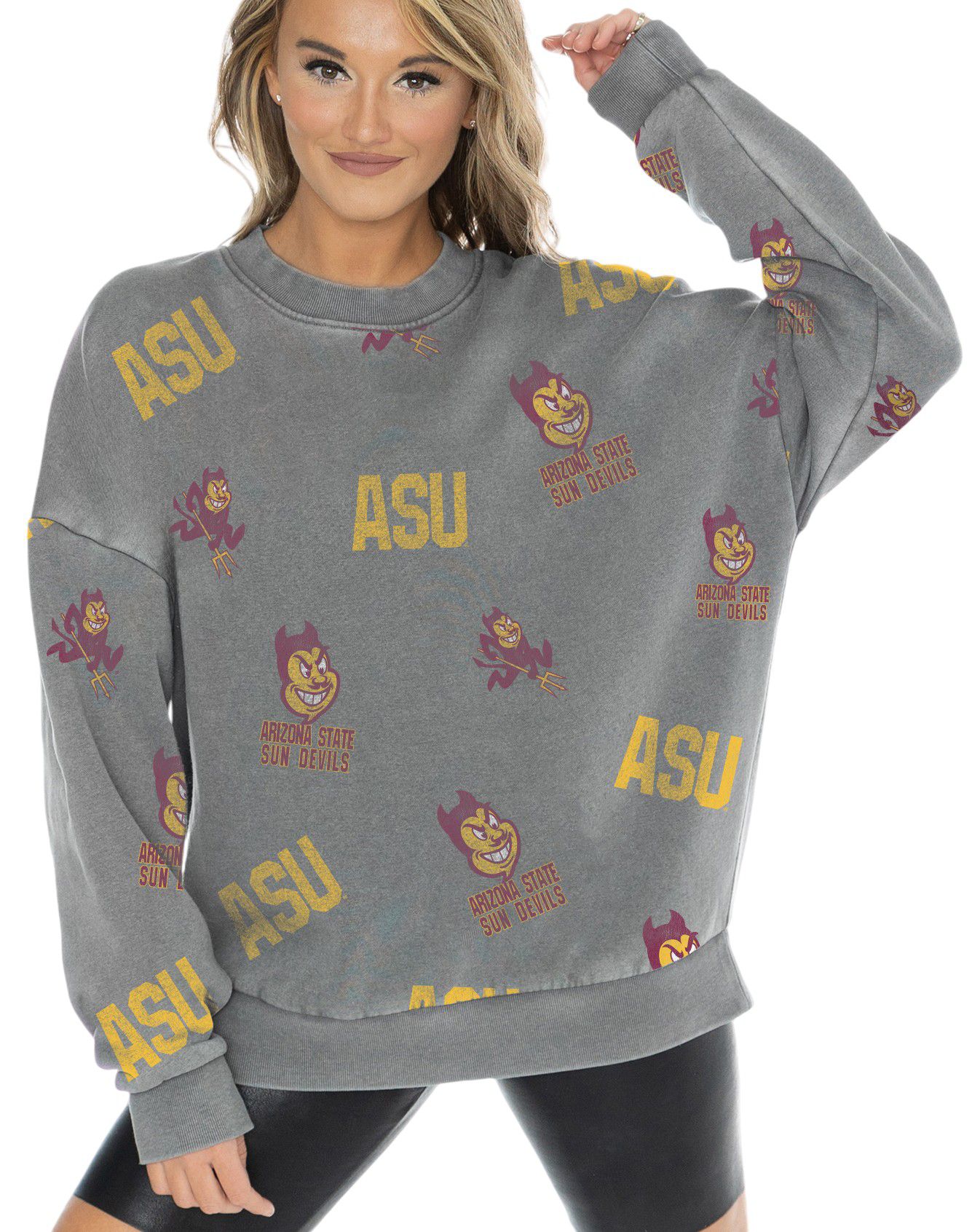 Gameday Couture Women's Arizona State Sun Devils Grey Playback Vintage Wash Crew Sweatshirt product image