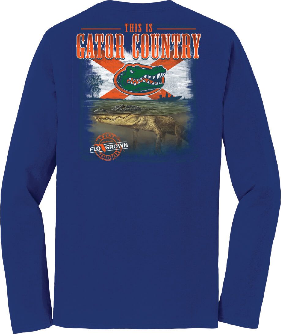 FloGrown Men's Florida Gators Blue Gator Country Long Sleeve T-Shirt