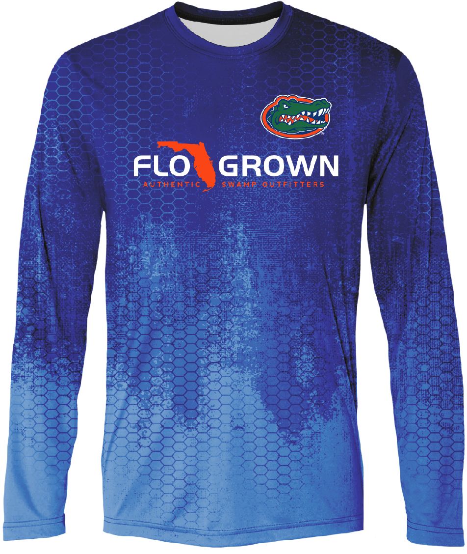 FloGrown Men's Florida Gators Blue Hydro Performance Long Sleeve T-Shirt